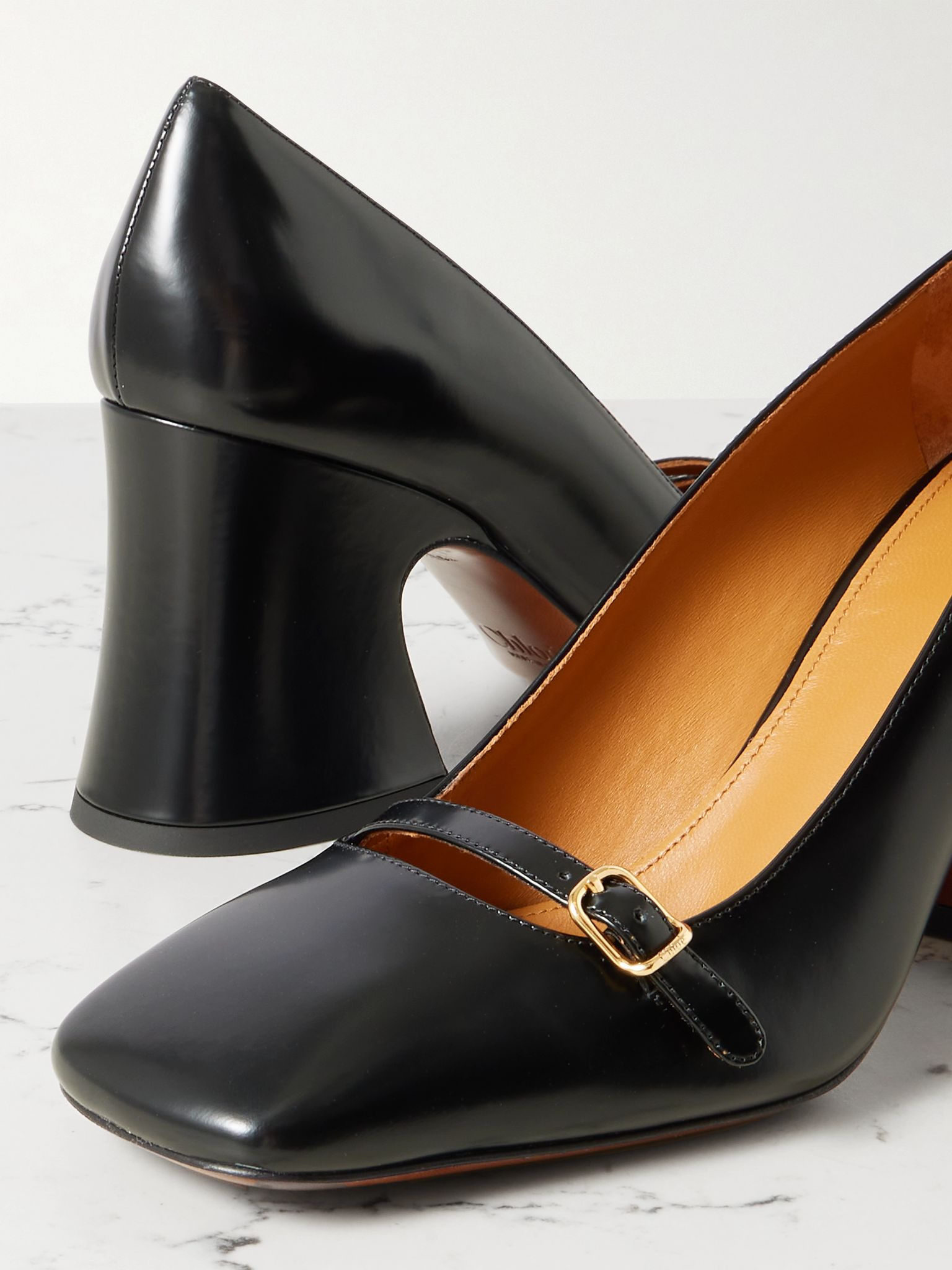 Janis buckled glossed-leather pumps Black - 4