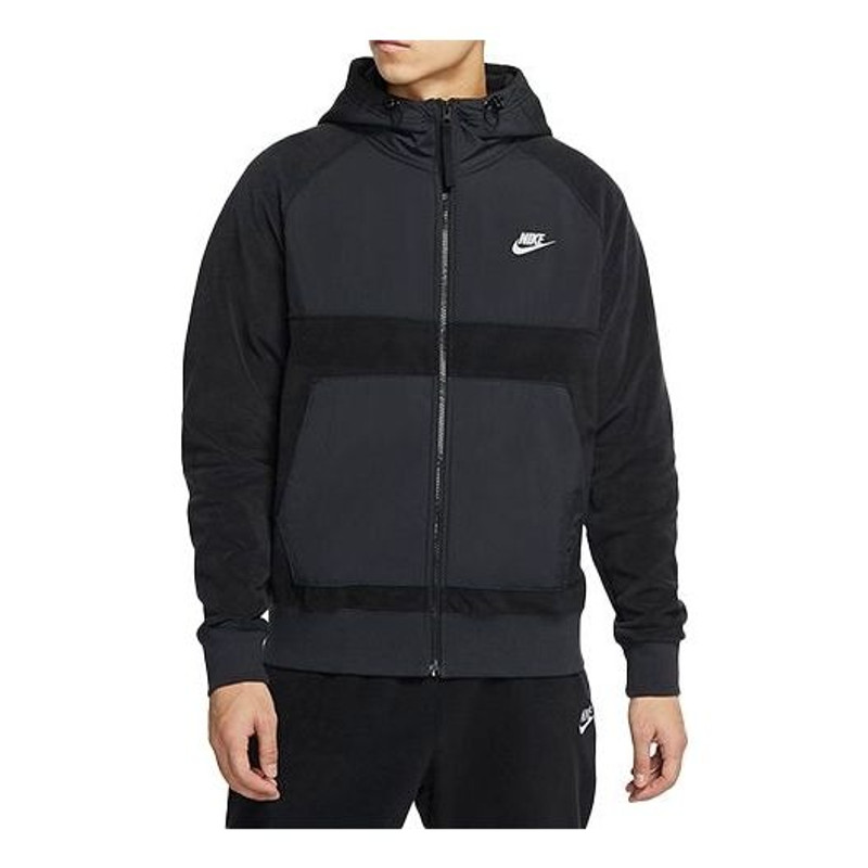 Nike Contrast Color Stitching Windproof Hooded Jacket Black DJ4139-010 - 1