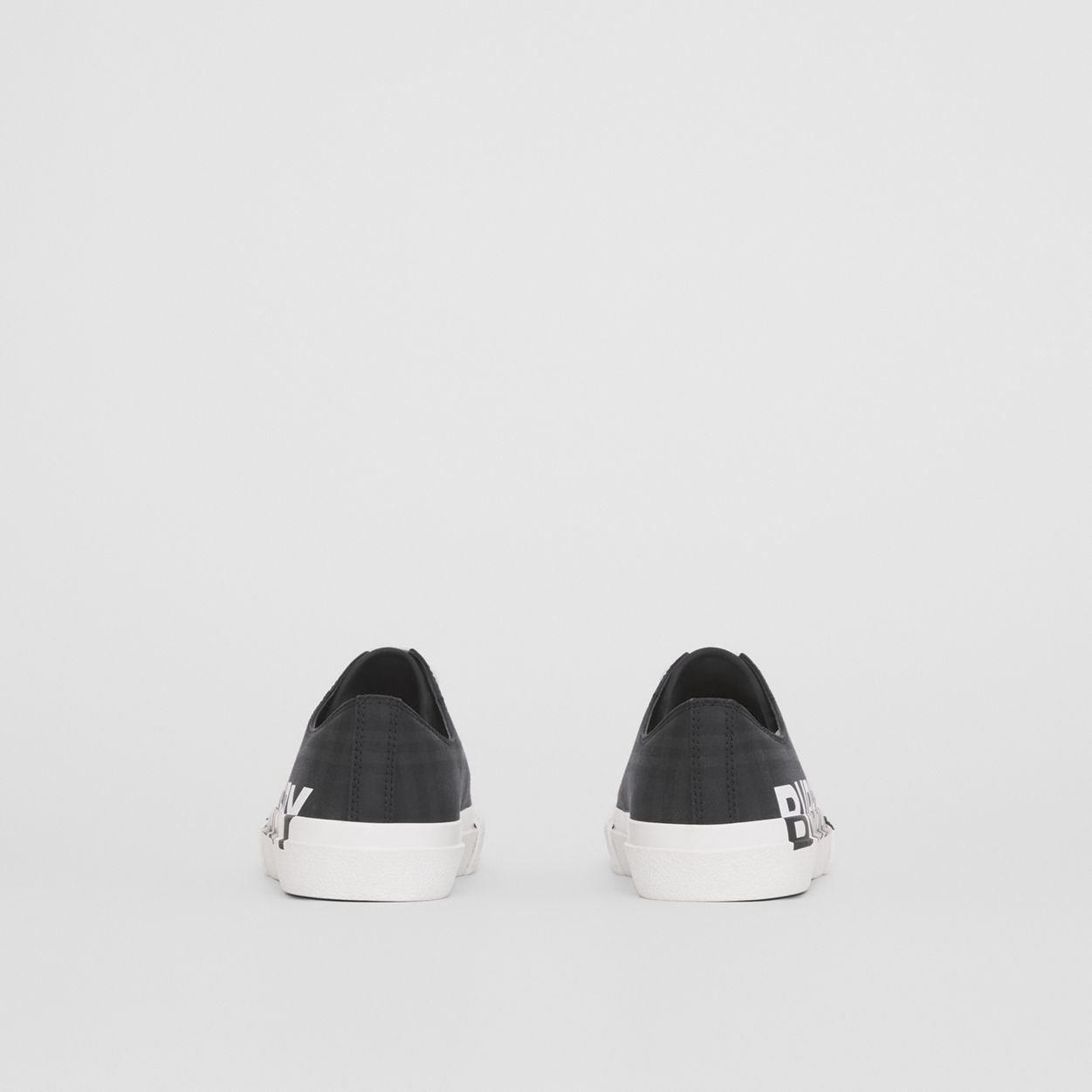 Logo Print Check Cotton Sneakers - 6