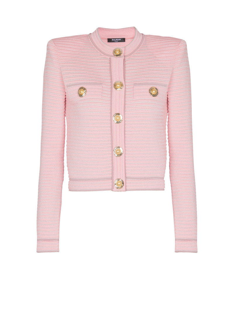 Long-sleeved textured knit cardigan 1