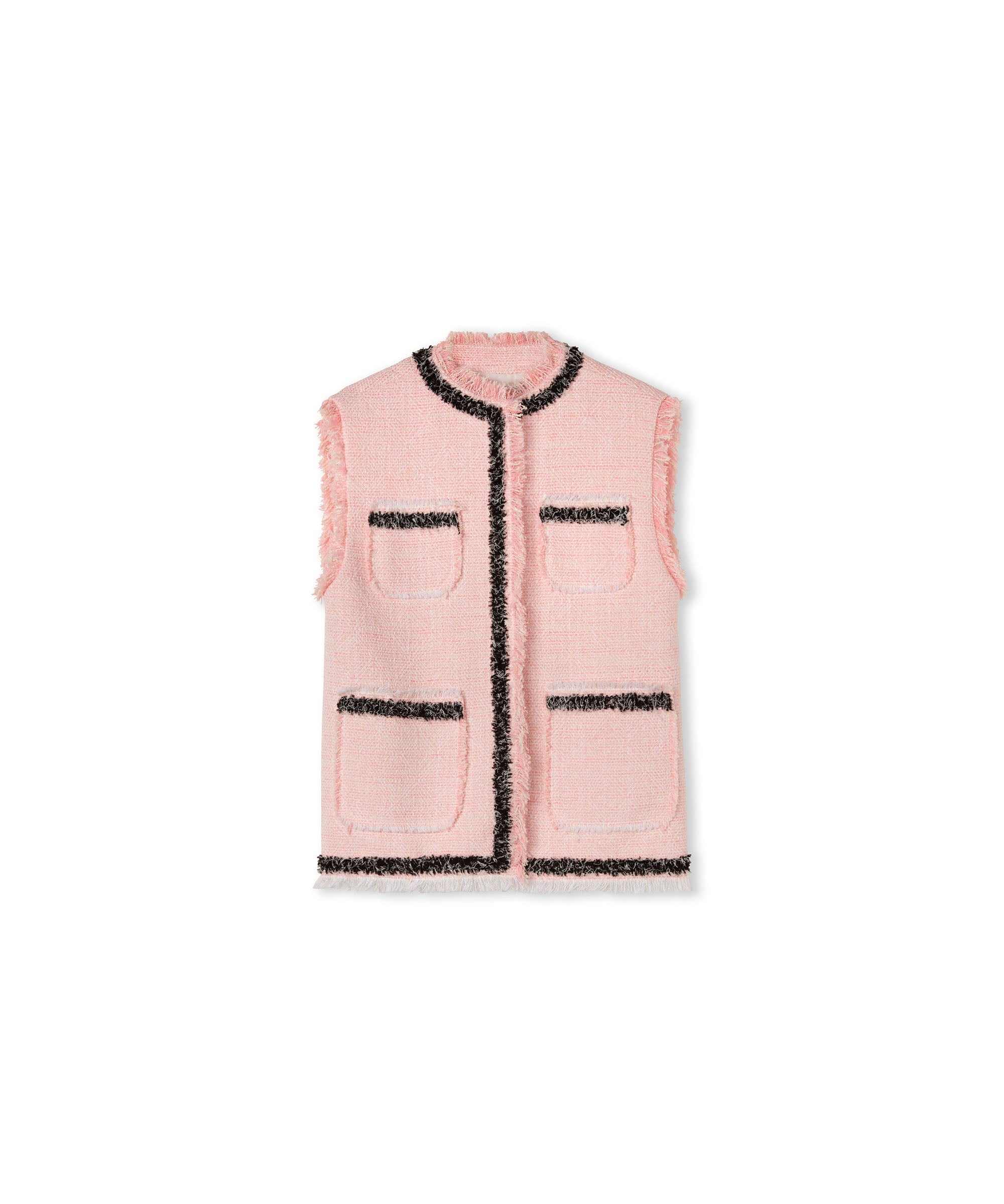 Tweed cotton vest with trimmed border - 2