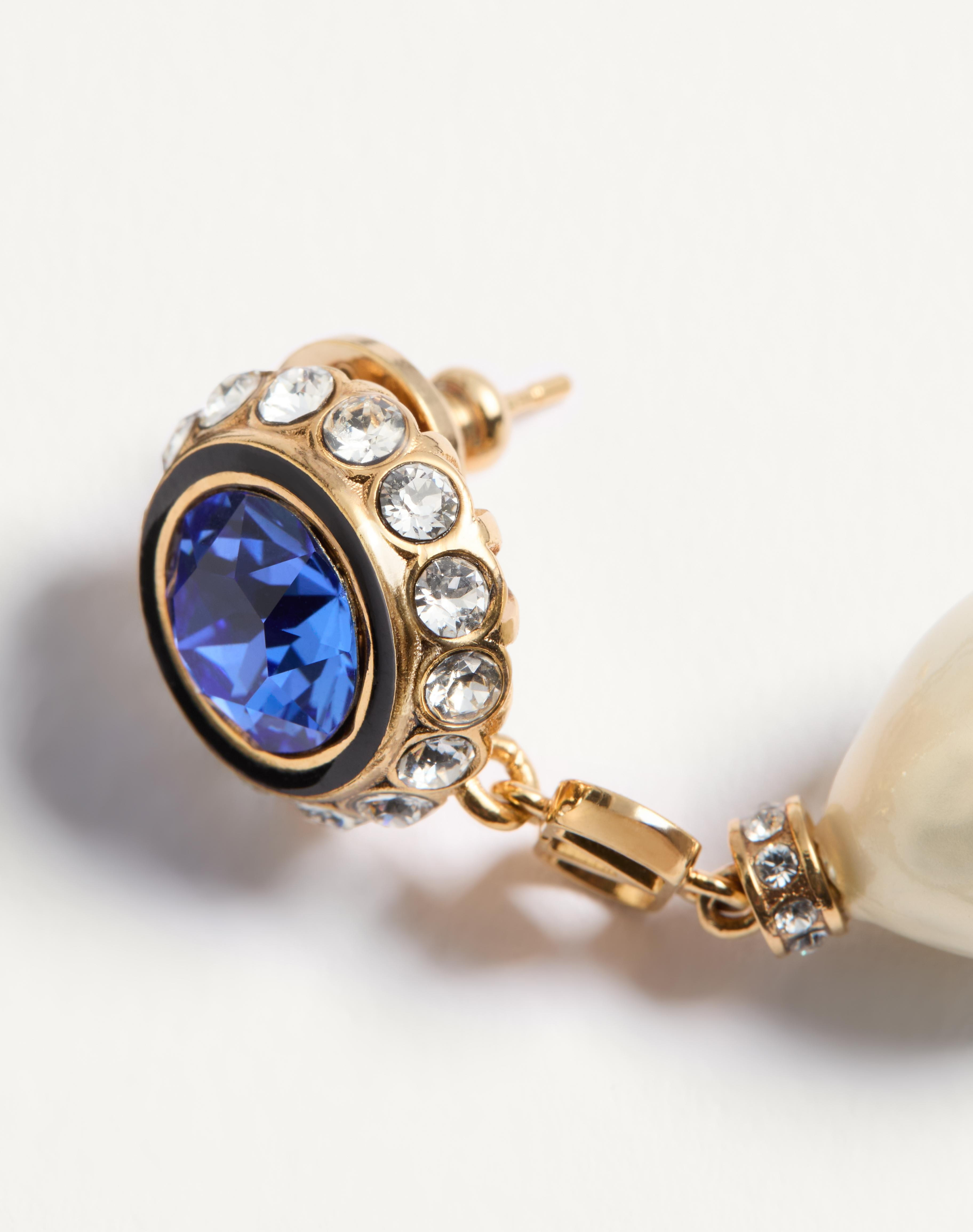 VLOGO SIGNATURE EARRINGS IN METAL, ENAMEL, PEARLS AND CRYSTALS - 3