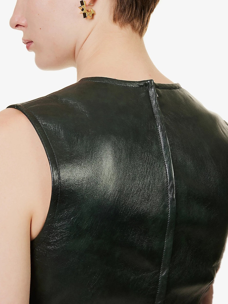 V-neck sleeveless leather midi dress 7