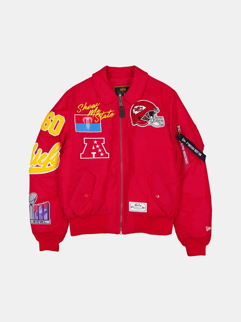 KANSAS CITY CHIEFS X ALPHA X NEW ERA MA-1 COLLARED BOMBER JACKET - 1