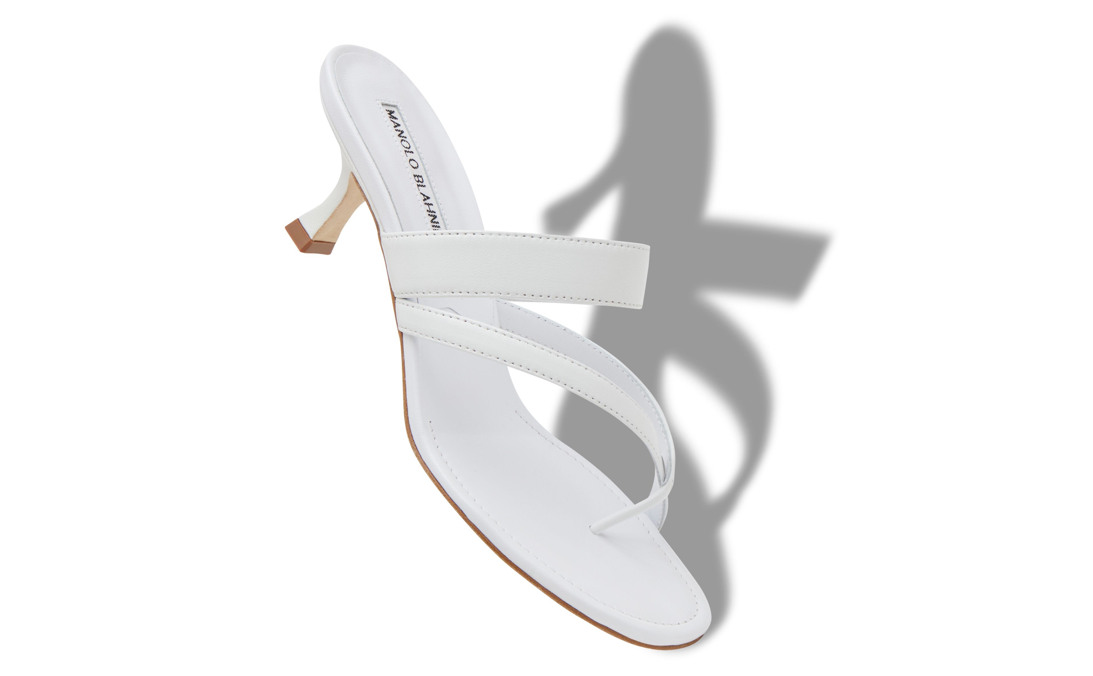 White Nappa Leather Crossover Strappy Mules - 2