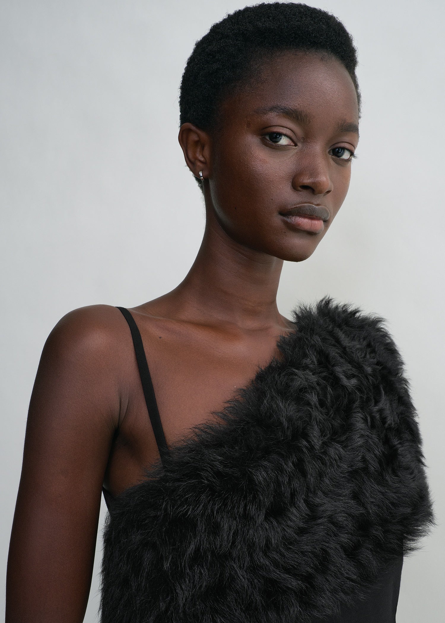 Shearling appliqué top black - 6