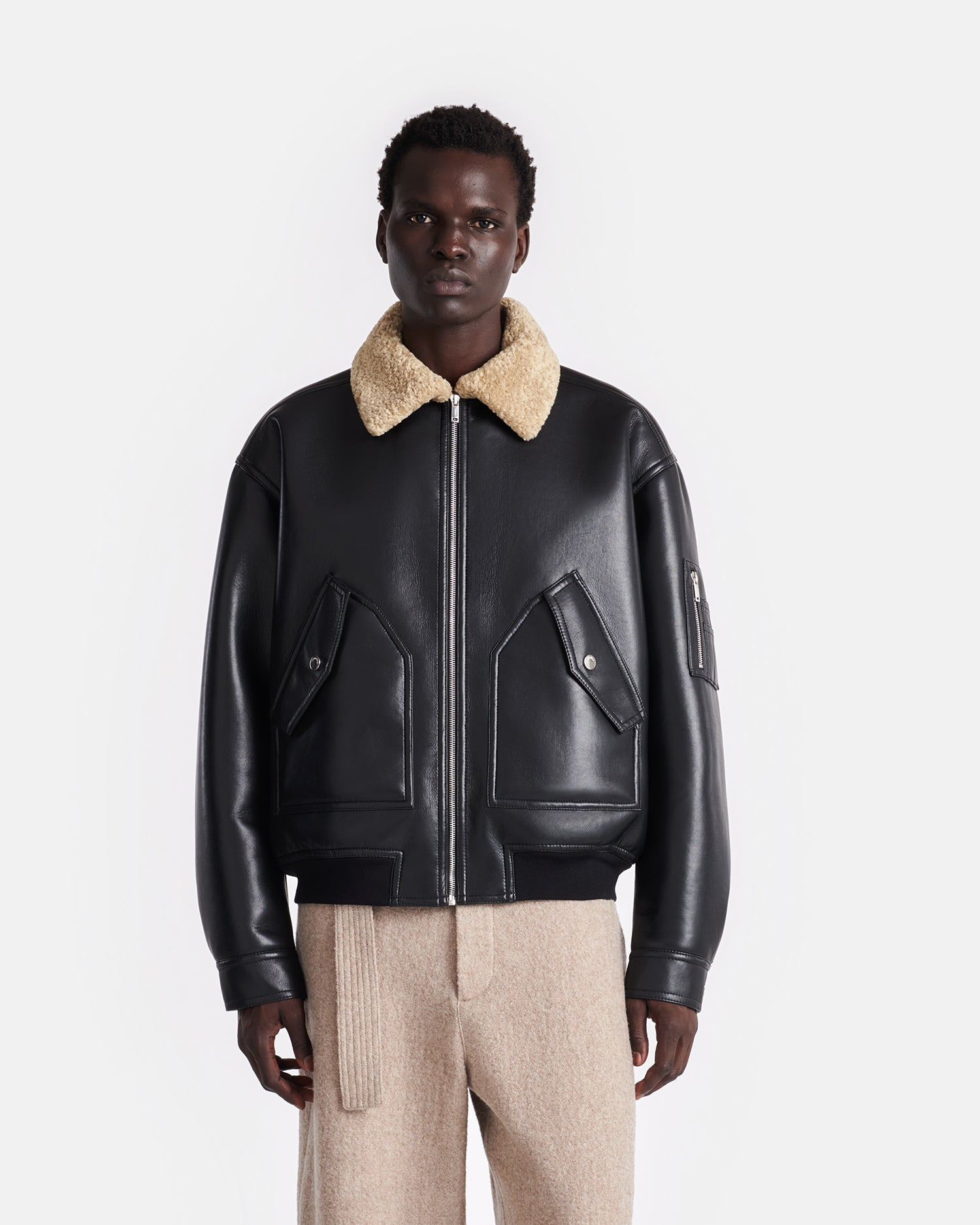 Bonded Shearling Flight Jacket - 5