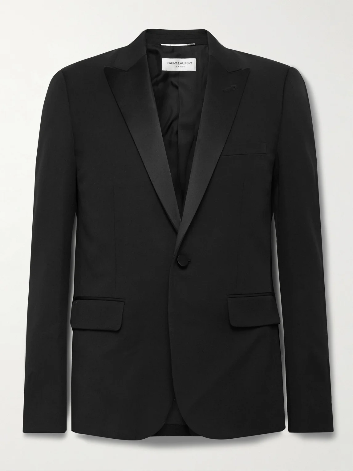 Slim-Fit Satin-Trimmed Wool Blazer - 1