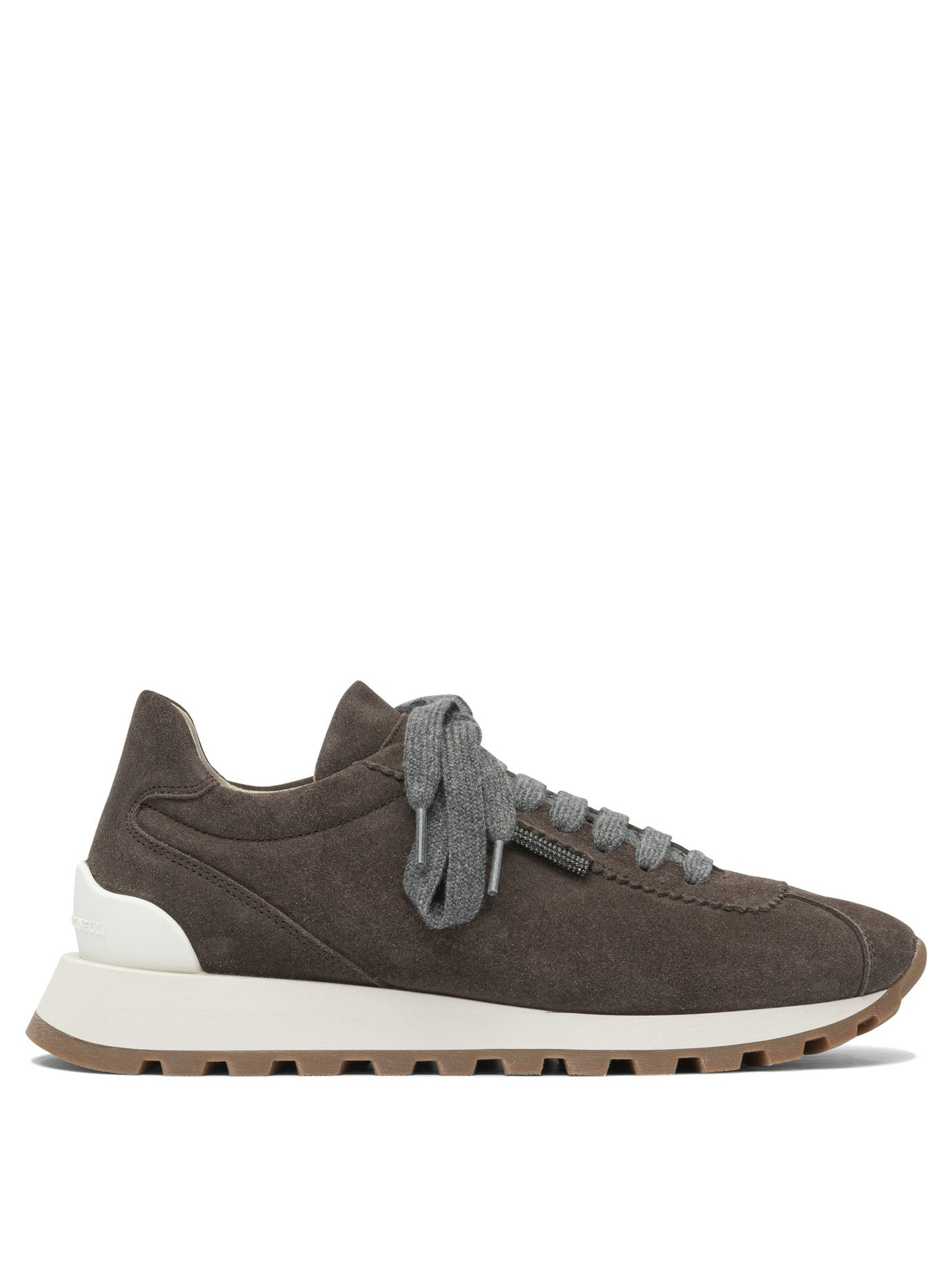 Brunello Cucinelli Suede "runners" Sneakers With Shiny Tab - 1