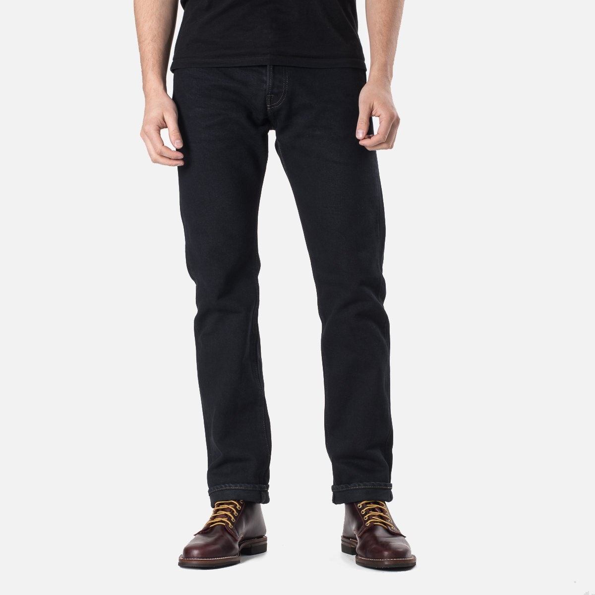 IH-888S-21od 21oz Selvedge Denim Medium/High Rise Tapered Cut Jeans - Indigo Overdyed Black - 2