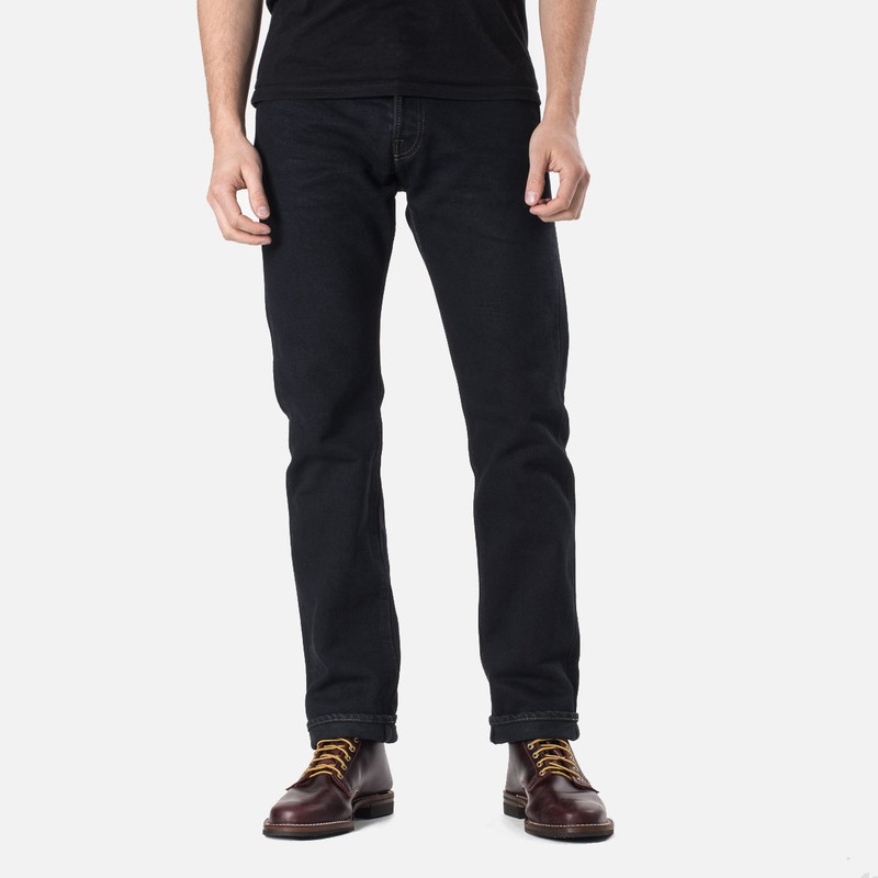 Iron Heart IH-888S-21od 21oz Selvedge Denim Medium/High Rise Tapered Cut Jeans - Indigo Overdyed Black outlook