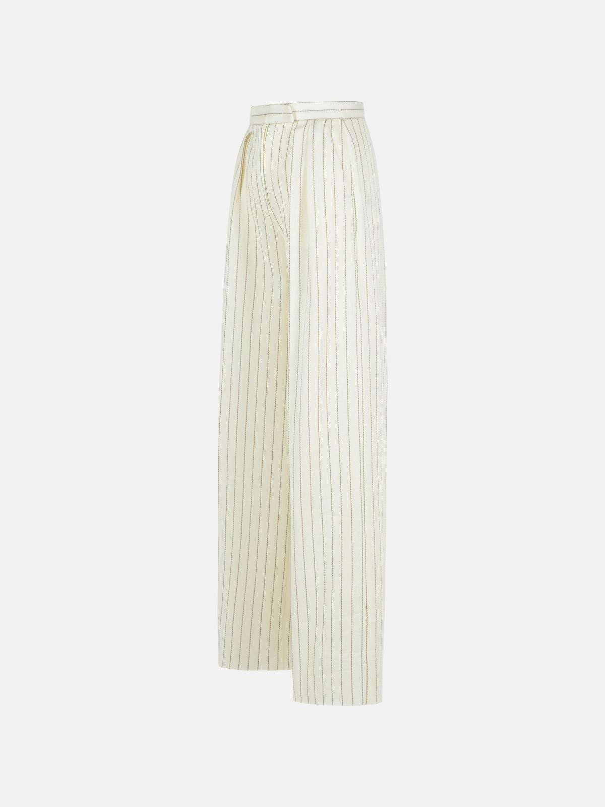 'CLARION' WHITE COTTON BLEND PANTS - 2