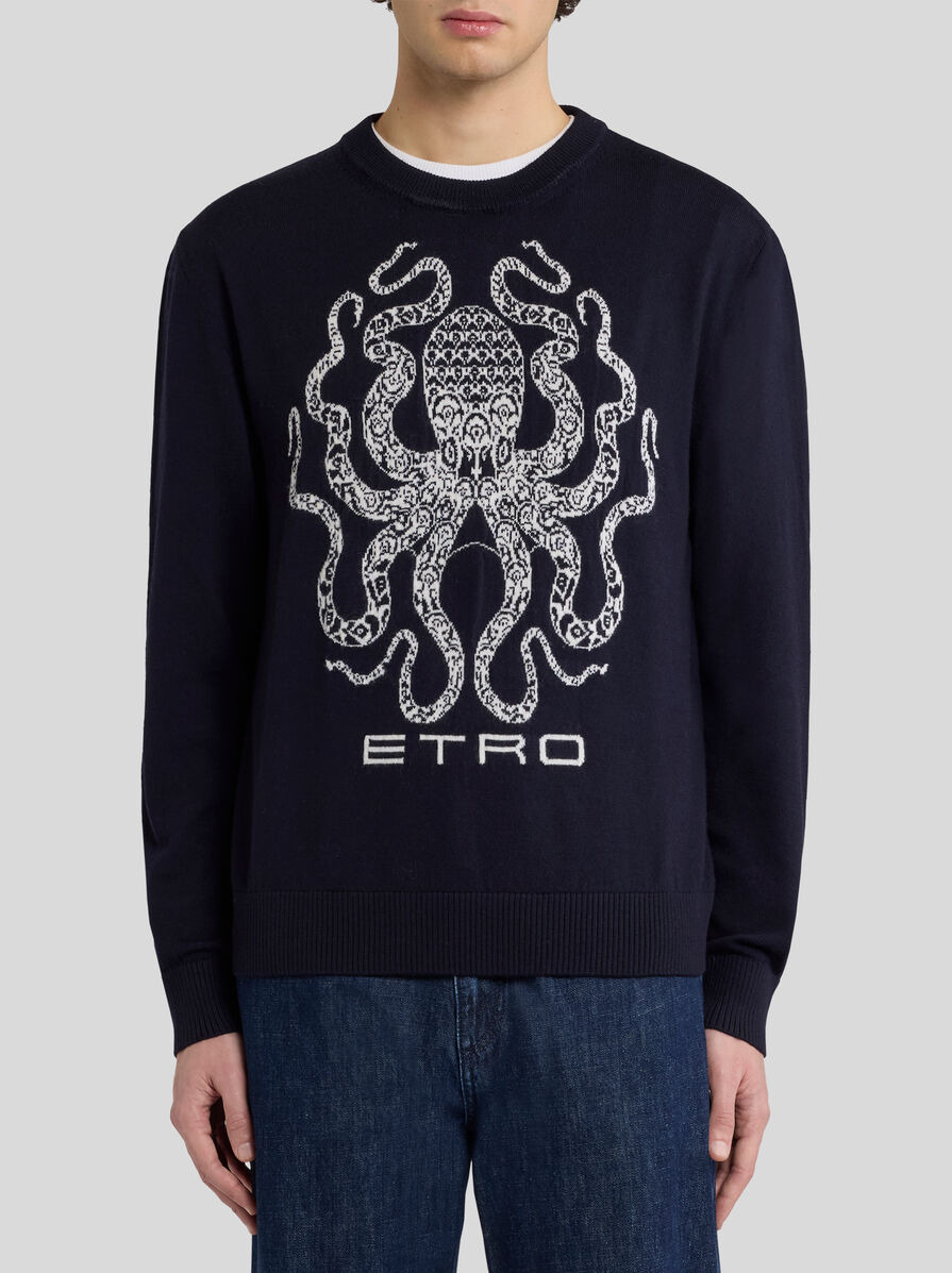 WOOL JUMPER WITH OCTOPUS AND LOGO - 2