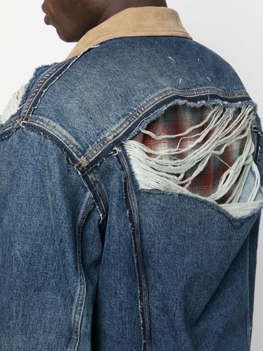 ripped-detail denim jacket - 5