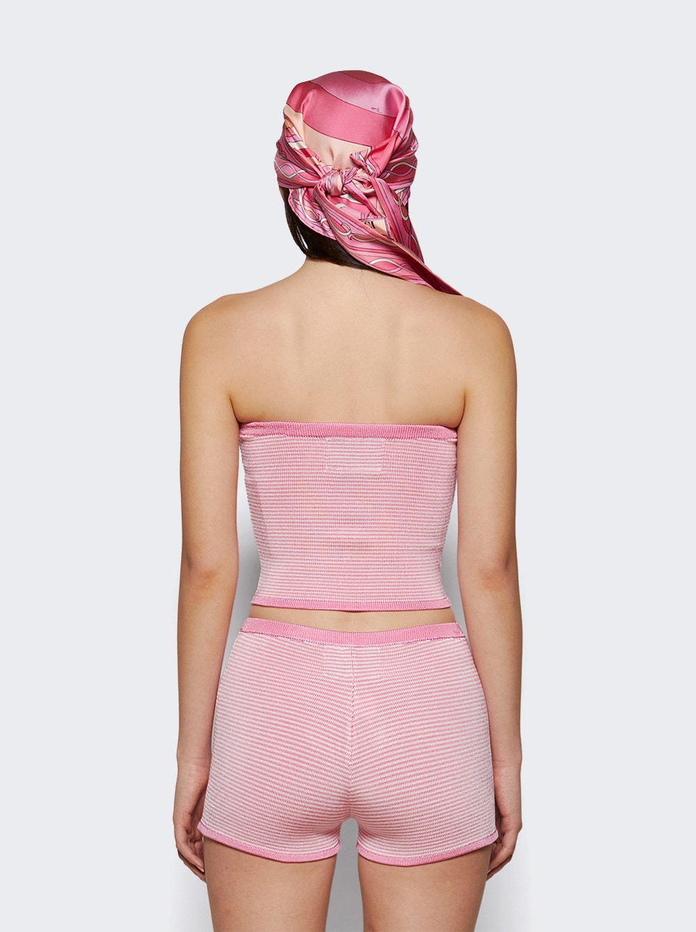 Micro Stripe Lycra Tube Top Guava Stripe - 4