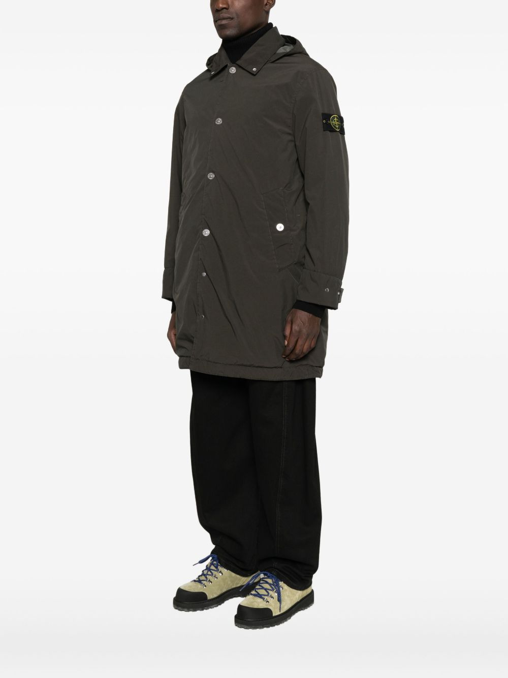 hooded buttoned coat - 3