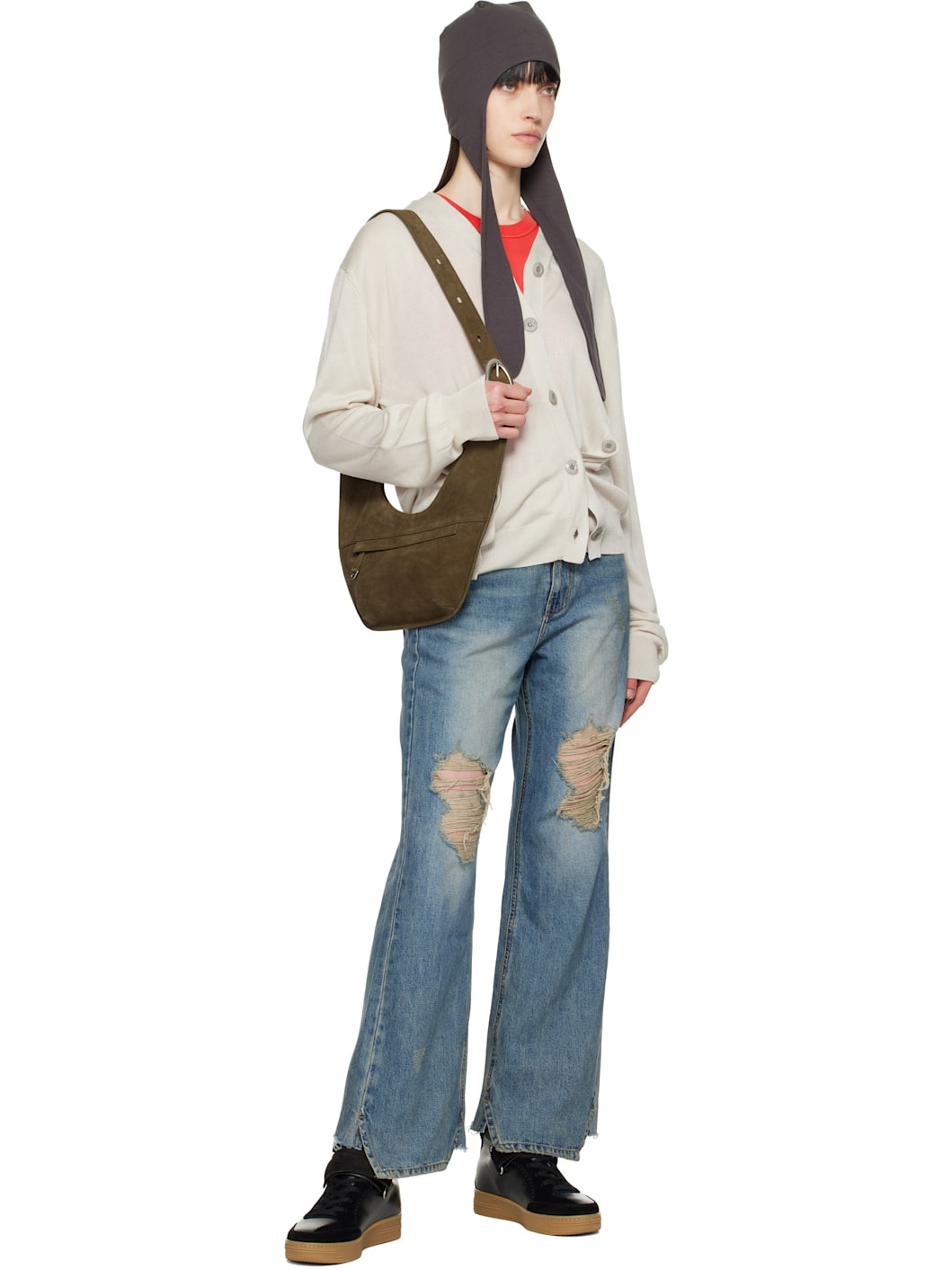 Gray Twisted Placket Cardigan - 4