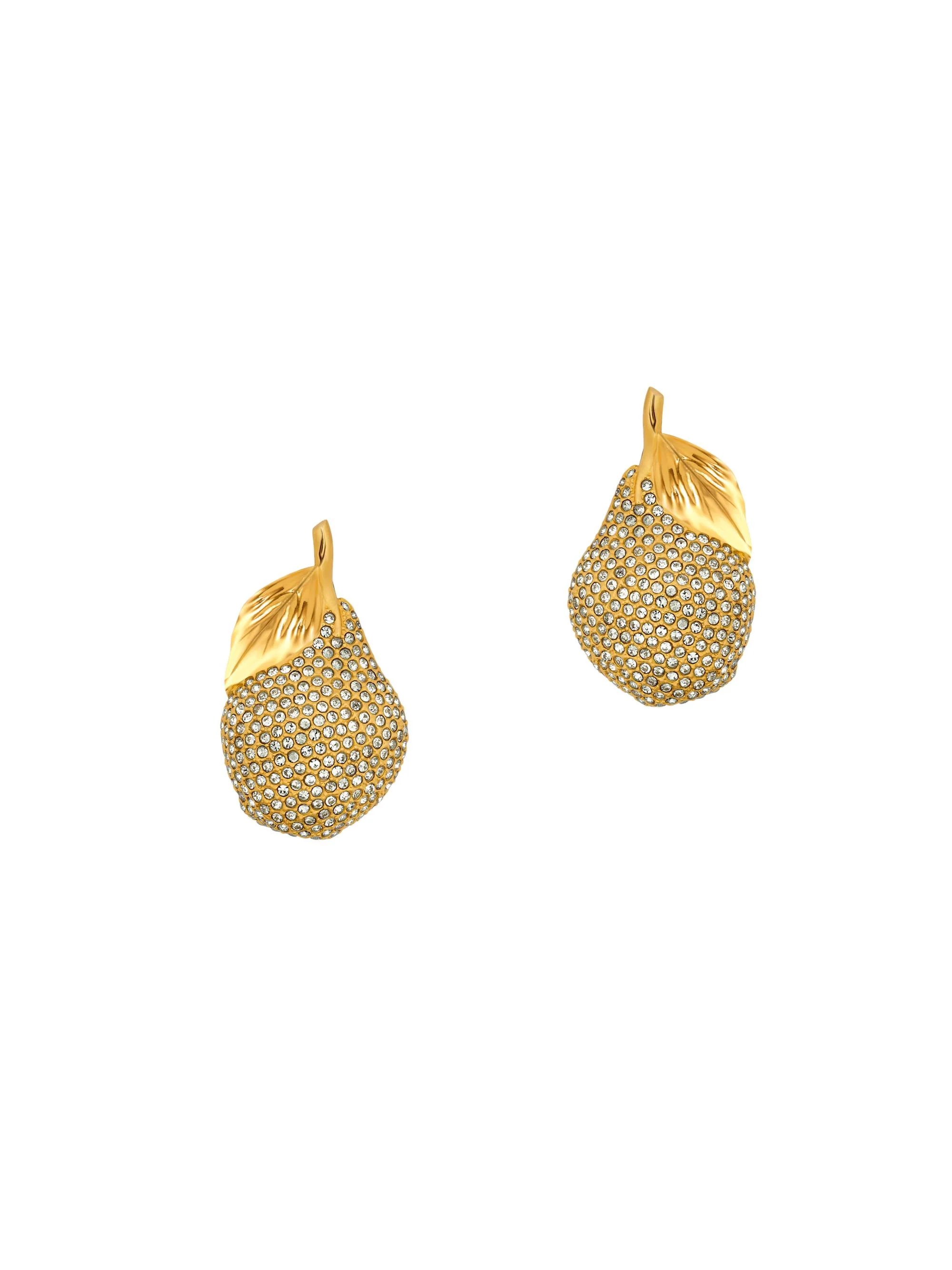 Women's Pavé Pear 24K-Gold-Plated & Glass Crystal Stud Earrings - Green - 1