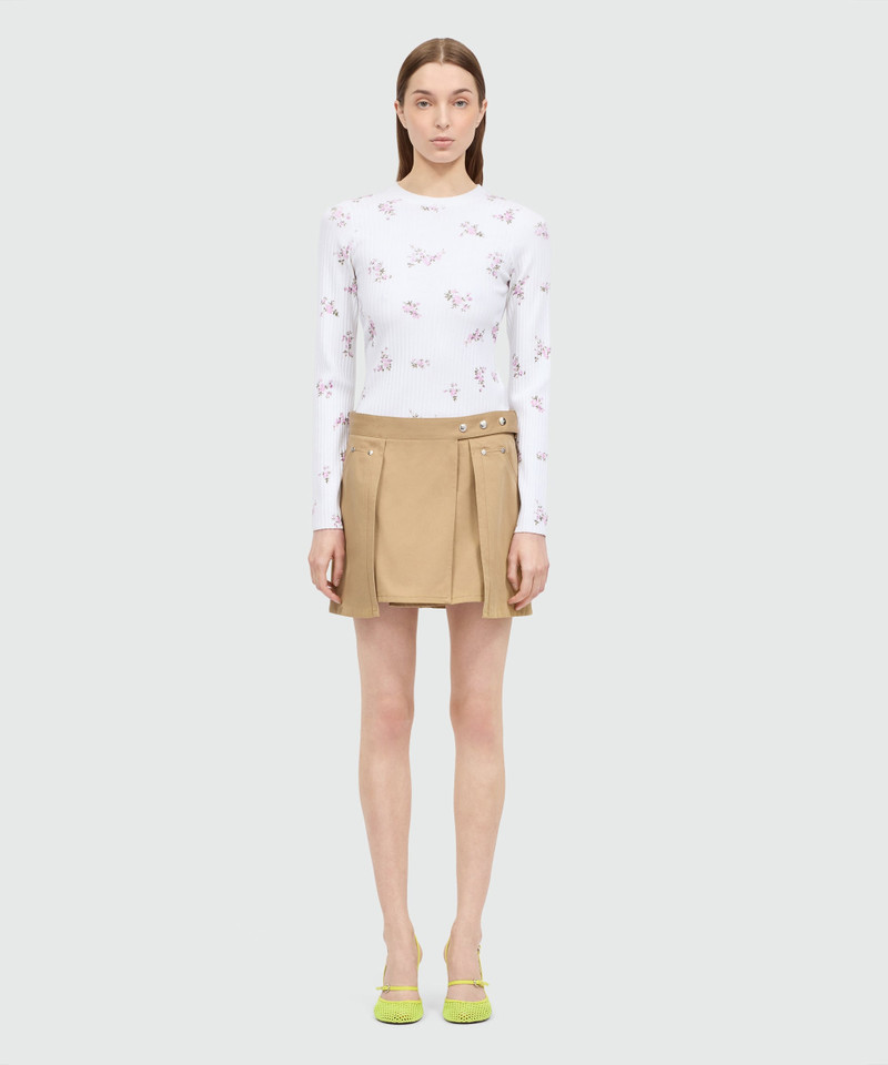 MSGM Pink cotton gabardine wrap miniskirt with metal buttons outlook