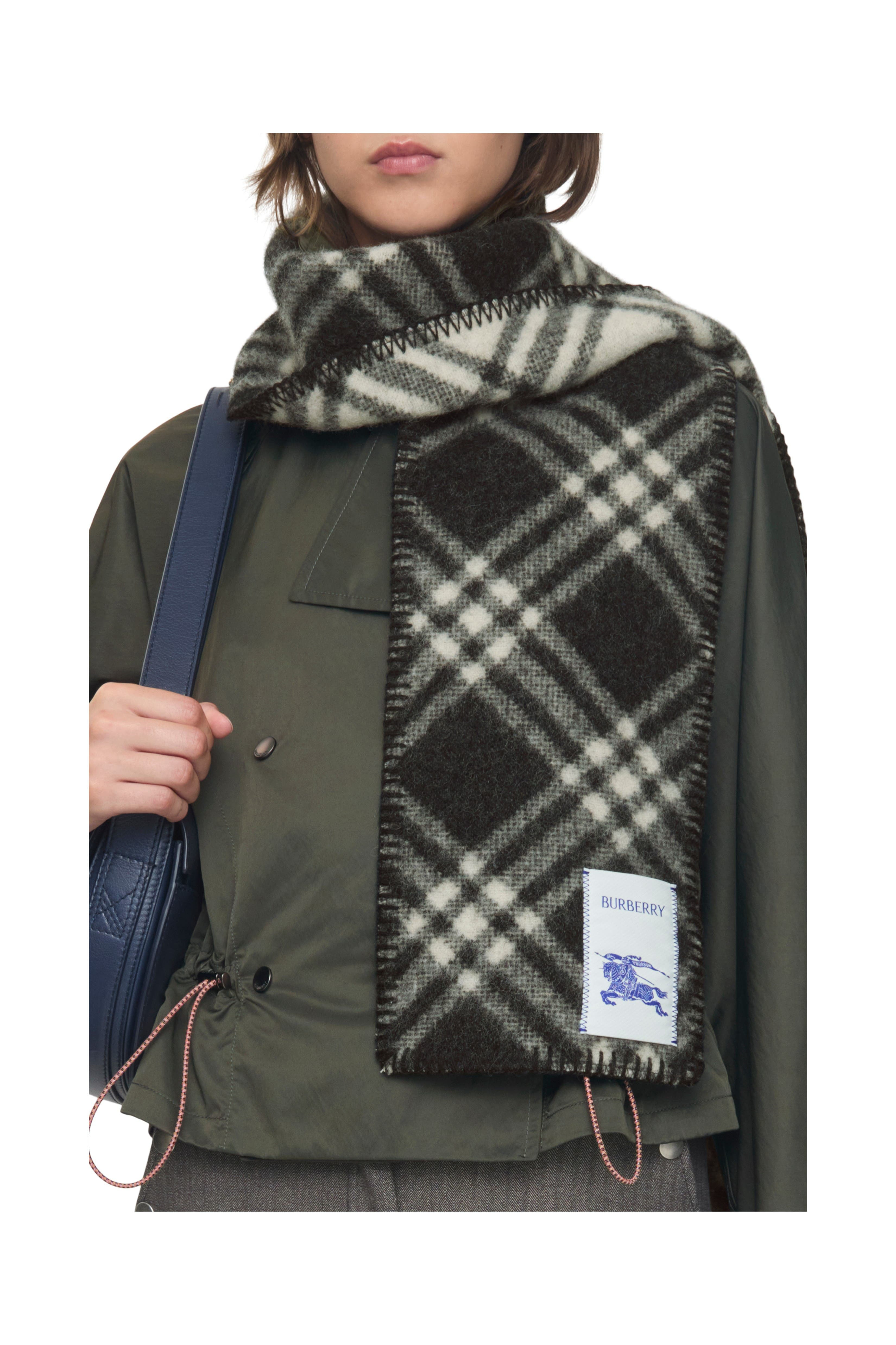 burberry Narrow Check Wool Scarf in Black at Nordstrom - 2