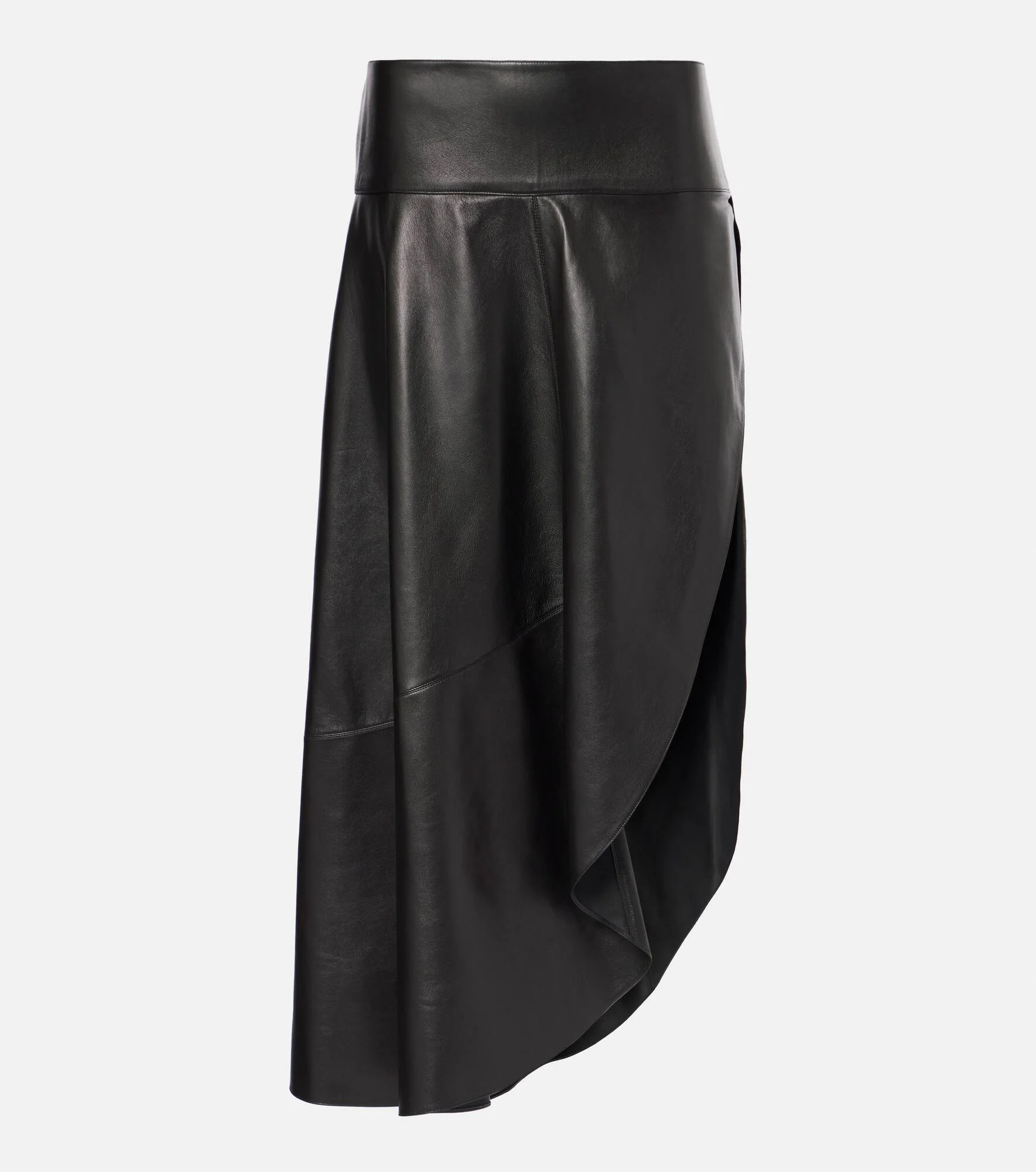 Asymmetric leather midi skirt - 1