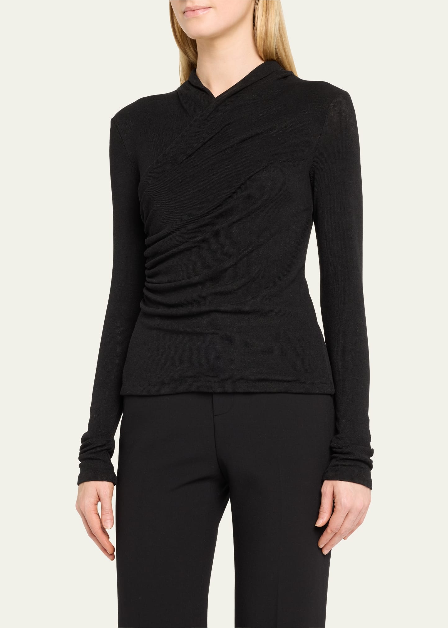 Long-Sleeve Faux-Wrap Top - 4