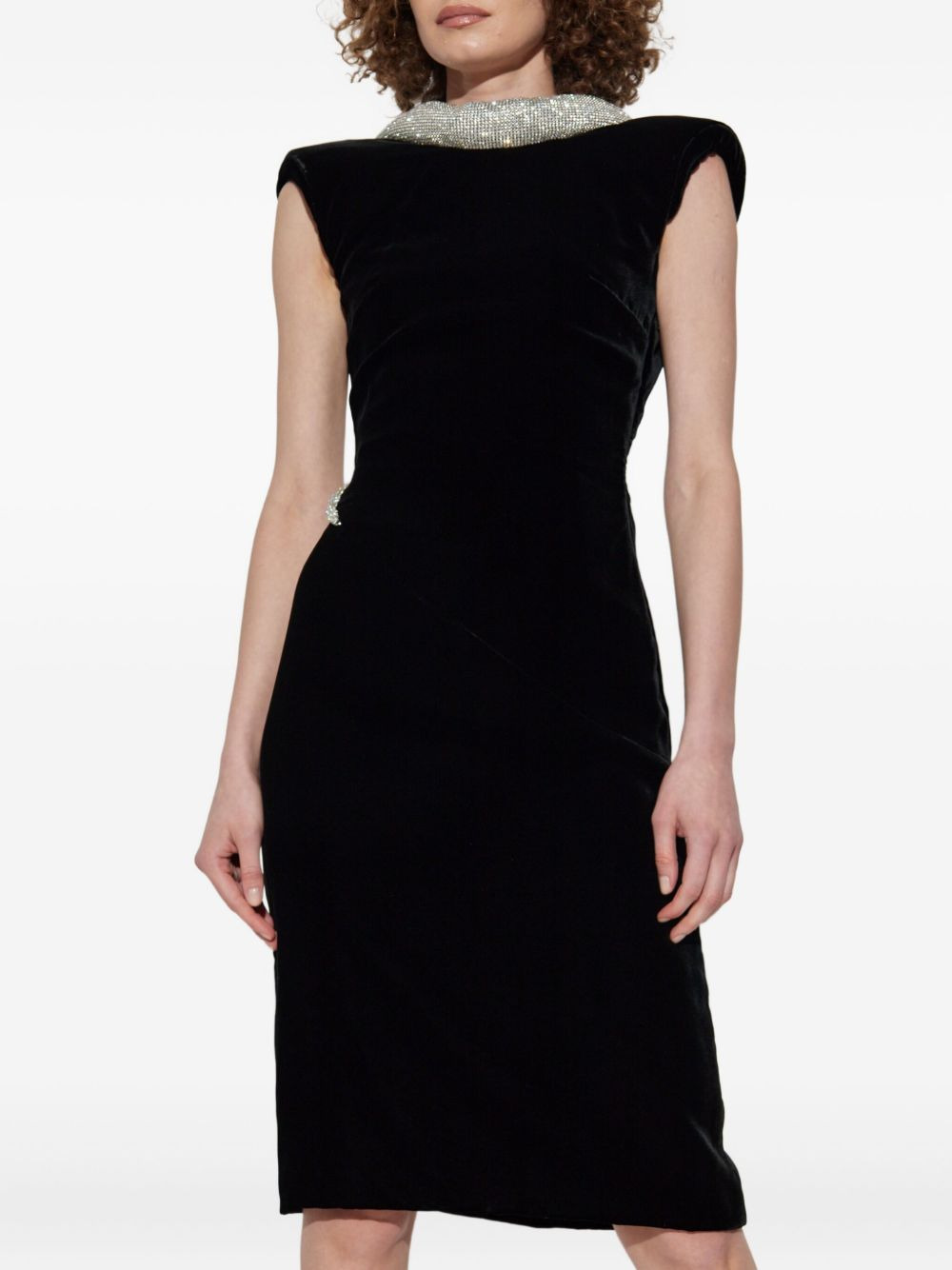 crystal-embellished velvet dress - 3