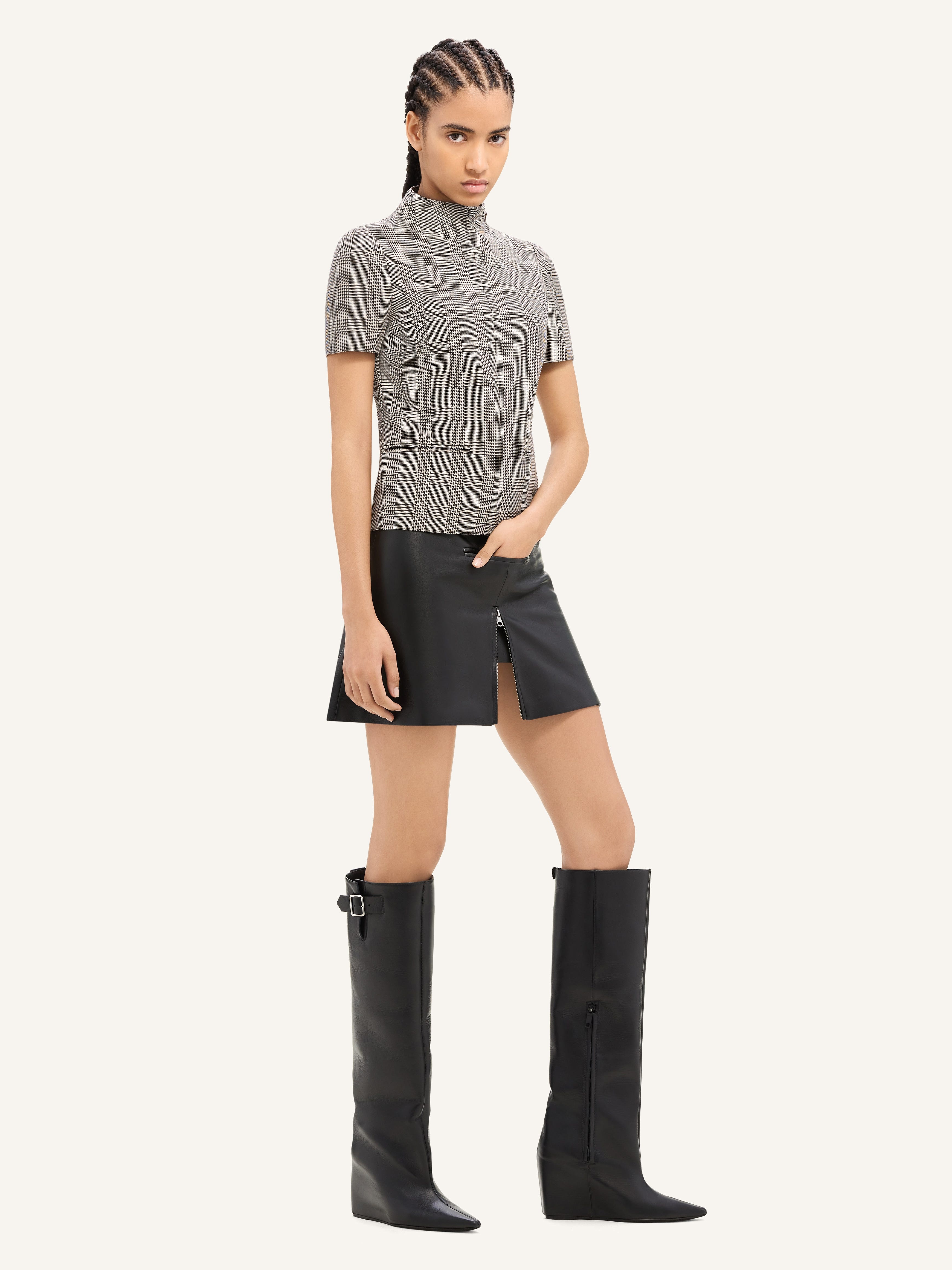 ASTRO WEDGED LEATHER BOOTS - 5