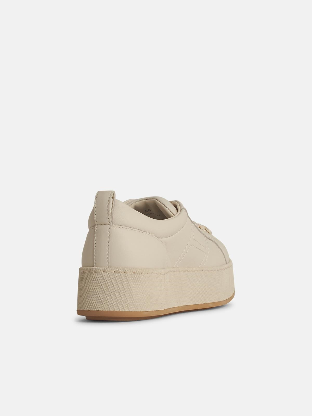 'H681' BEIGE LEATHER SNEAKERS - 3