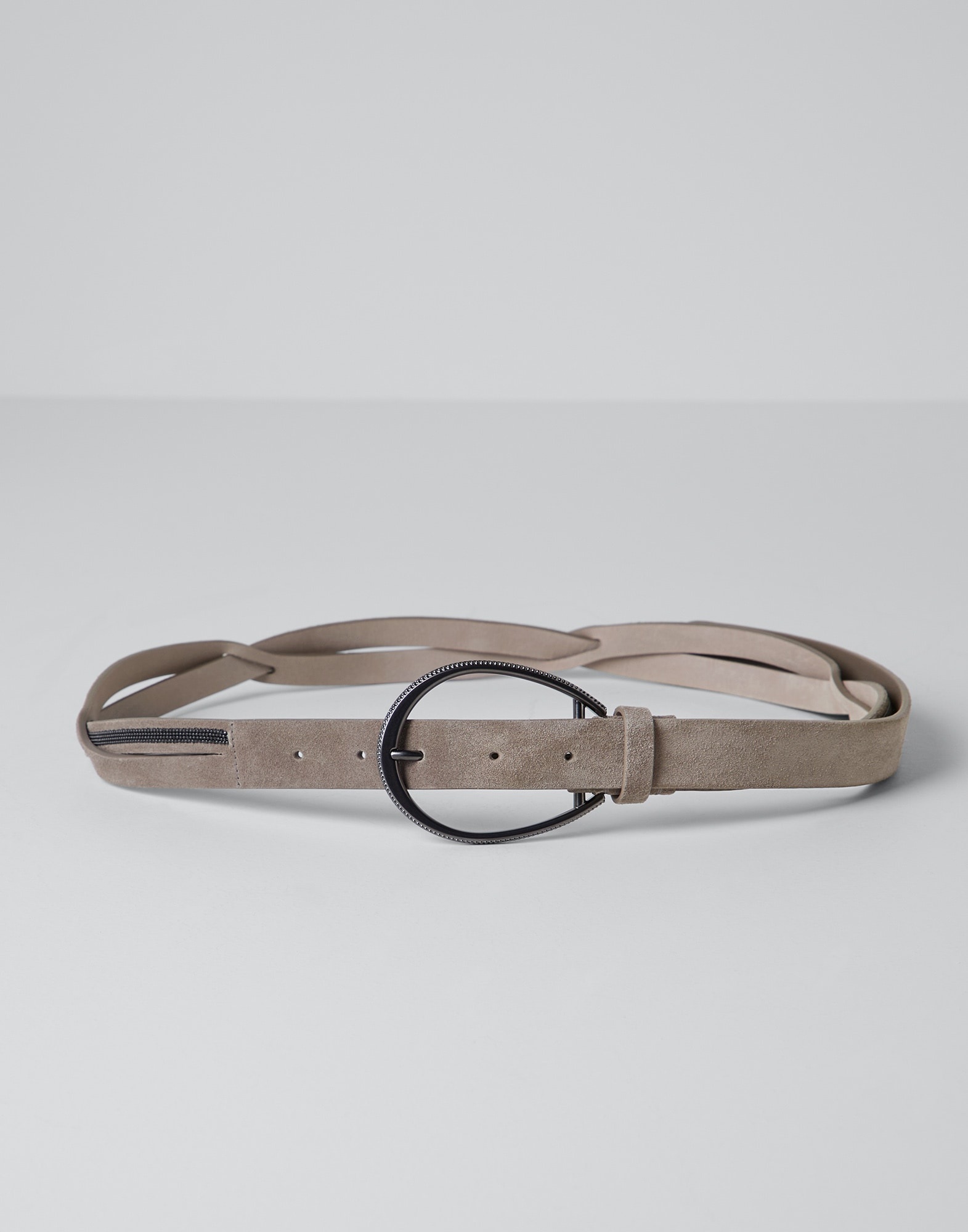 Suede calfskin shiny braid belt - 1