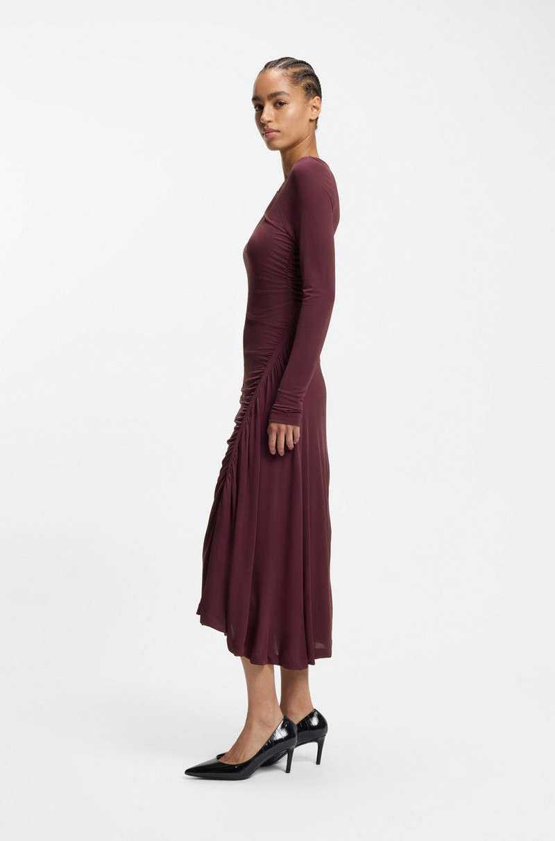 LONG-SLEEVED DRESS IN MATTE JERSEY WITH GATHERED DETAILS 3