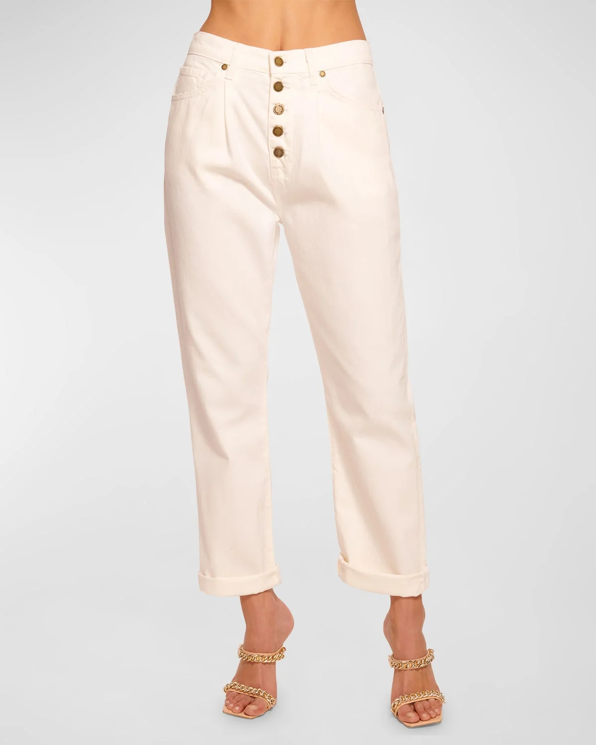 Pearle High-Rise Cuffed Straight-Leg Jeans - 1