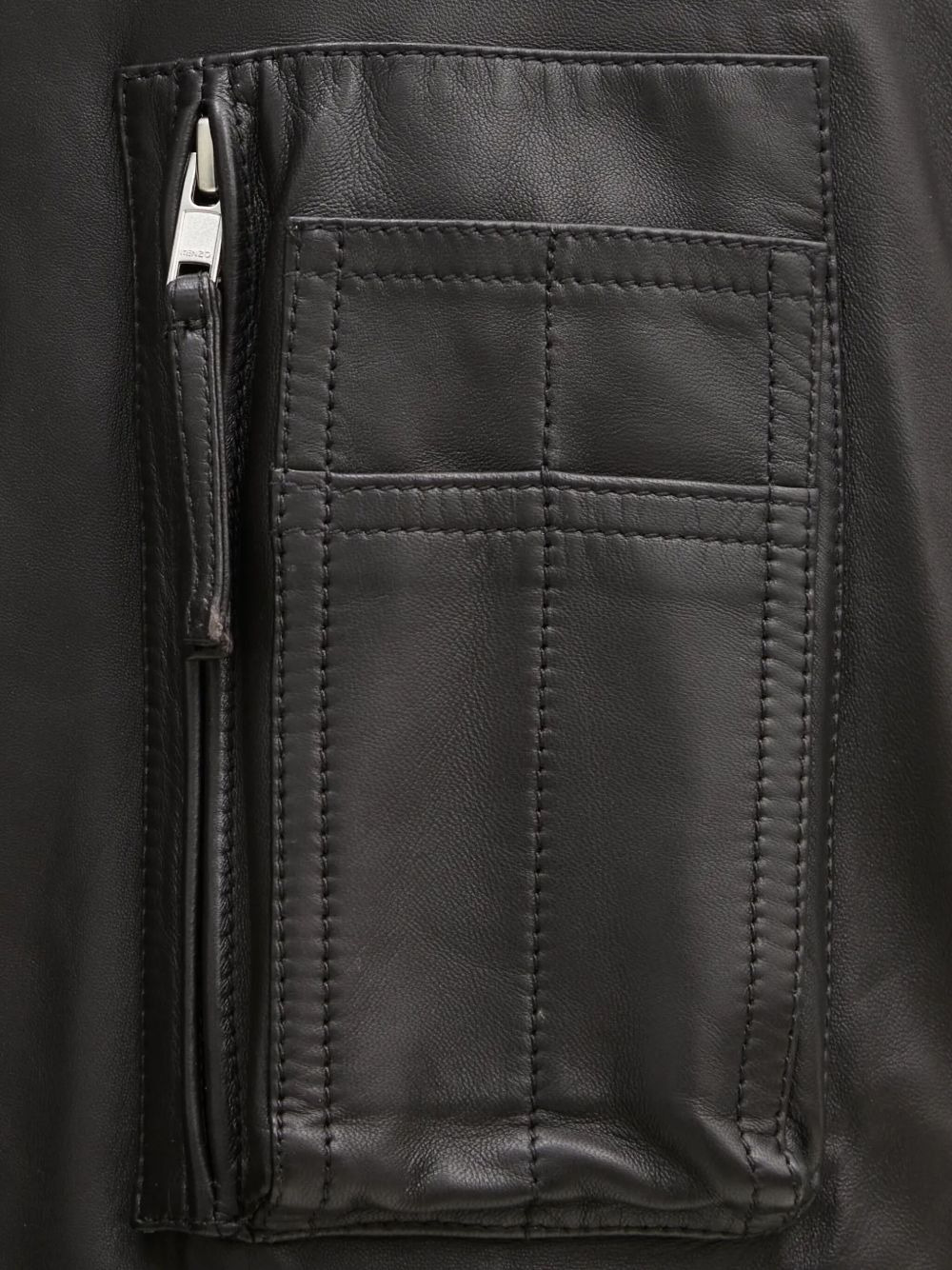 zip-fastening leather jacket - 5