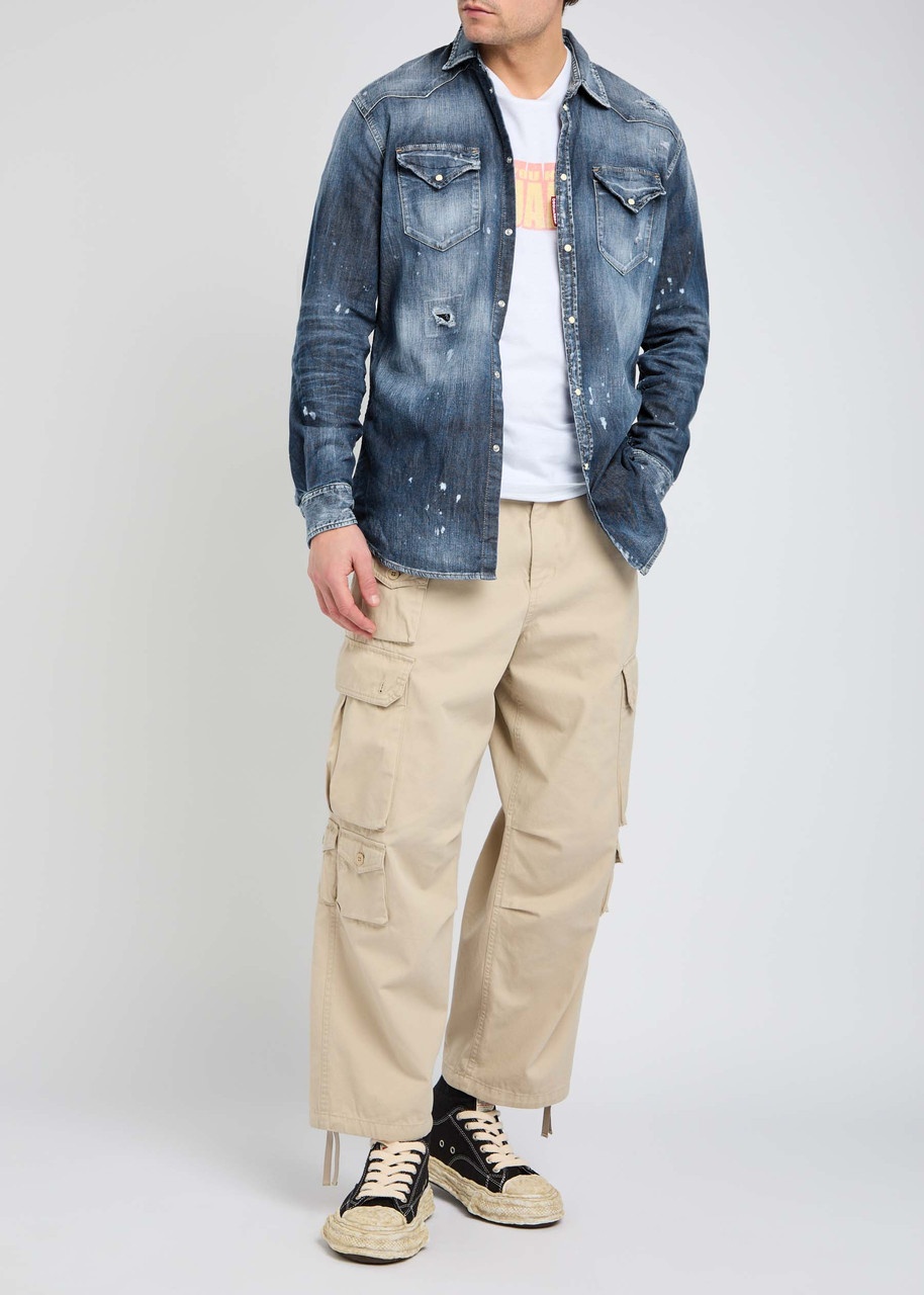 DSQUARED2 Paint-splatter Stretch-denim Shirt - 4