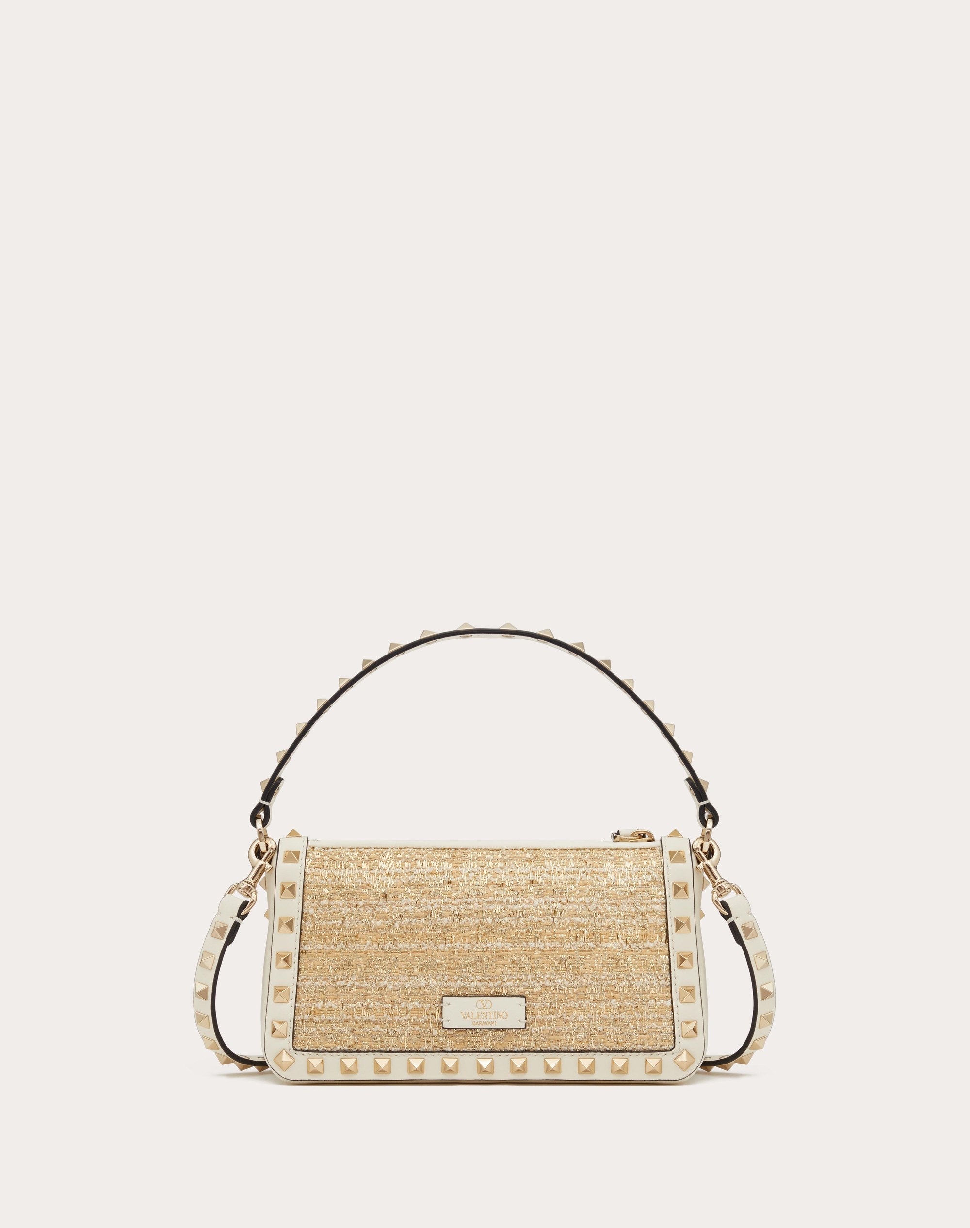 SMALL ROCKSTUD SHOULDER BAG IN BOUCLÉ RAFFIA - 4