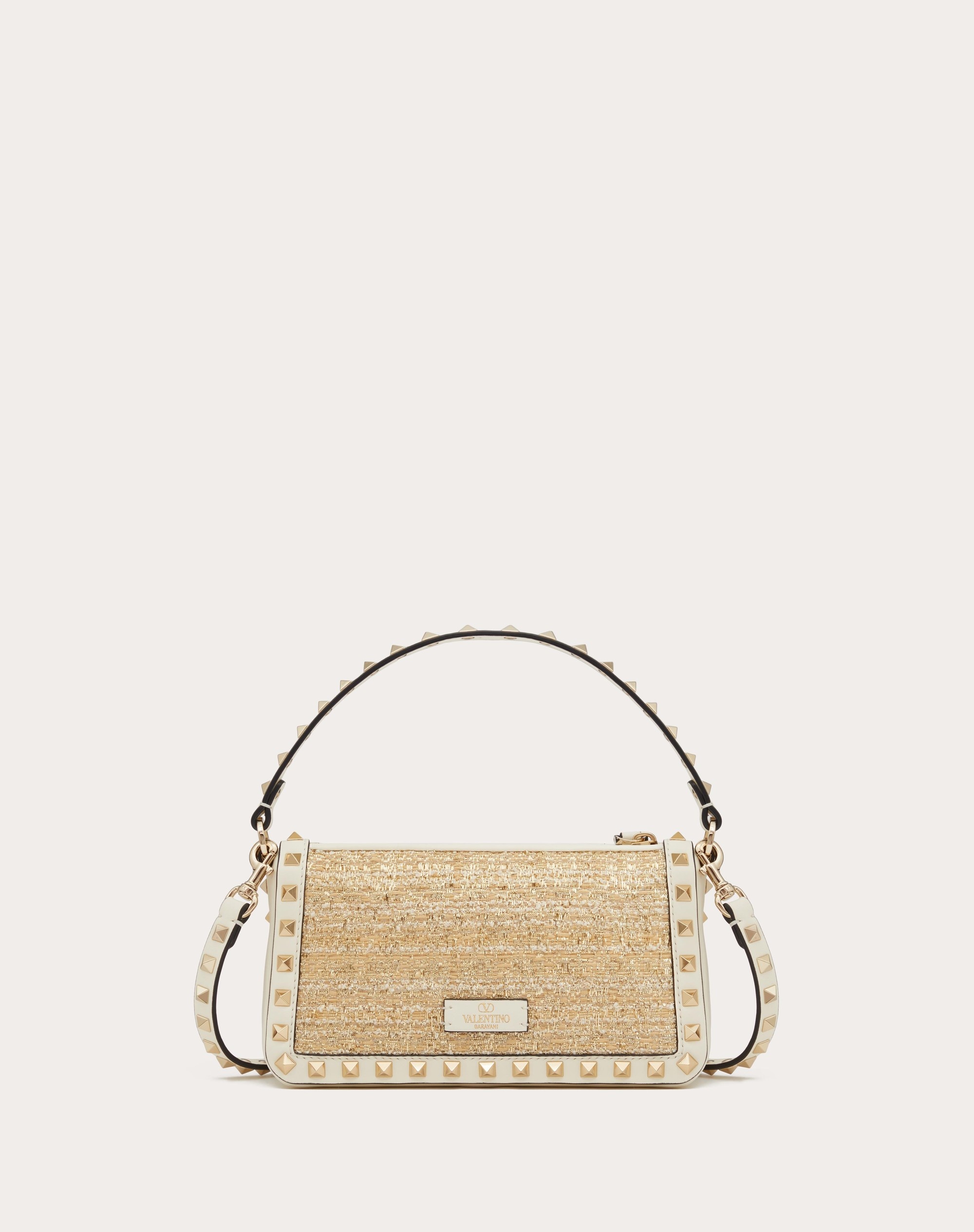 SMALL ROCKSTUD SHOULDER BAG IN BOUCLÉ RAFFIA - 4