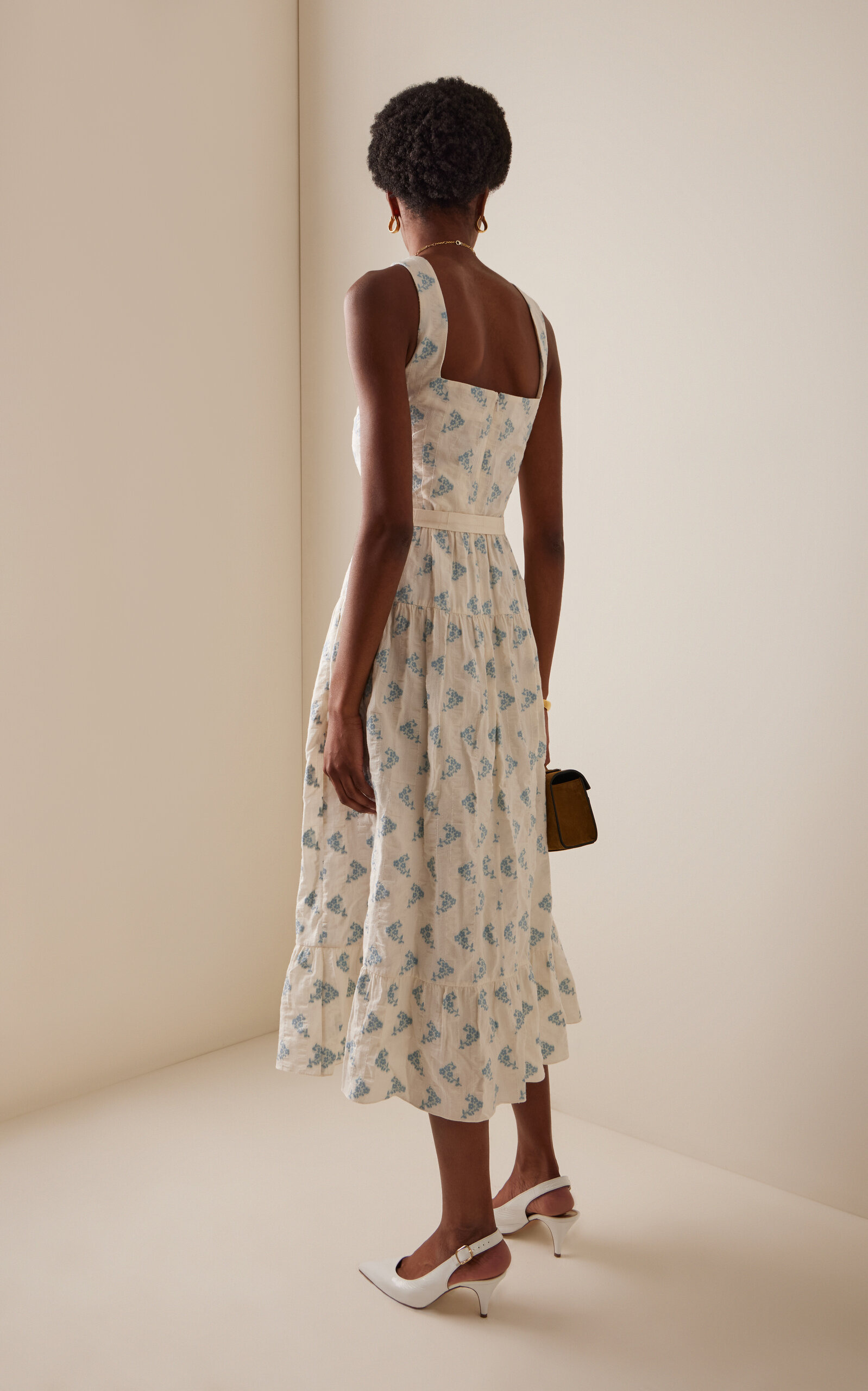 Tiered Cotton Poplin Midi Dress multi - 4
