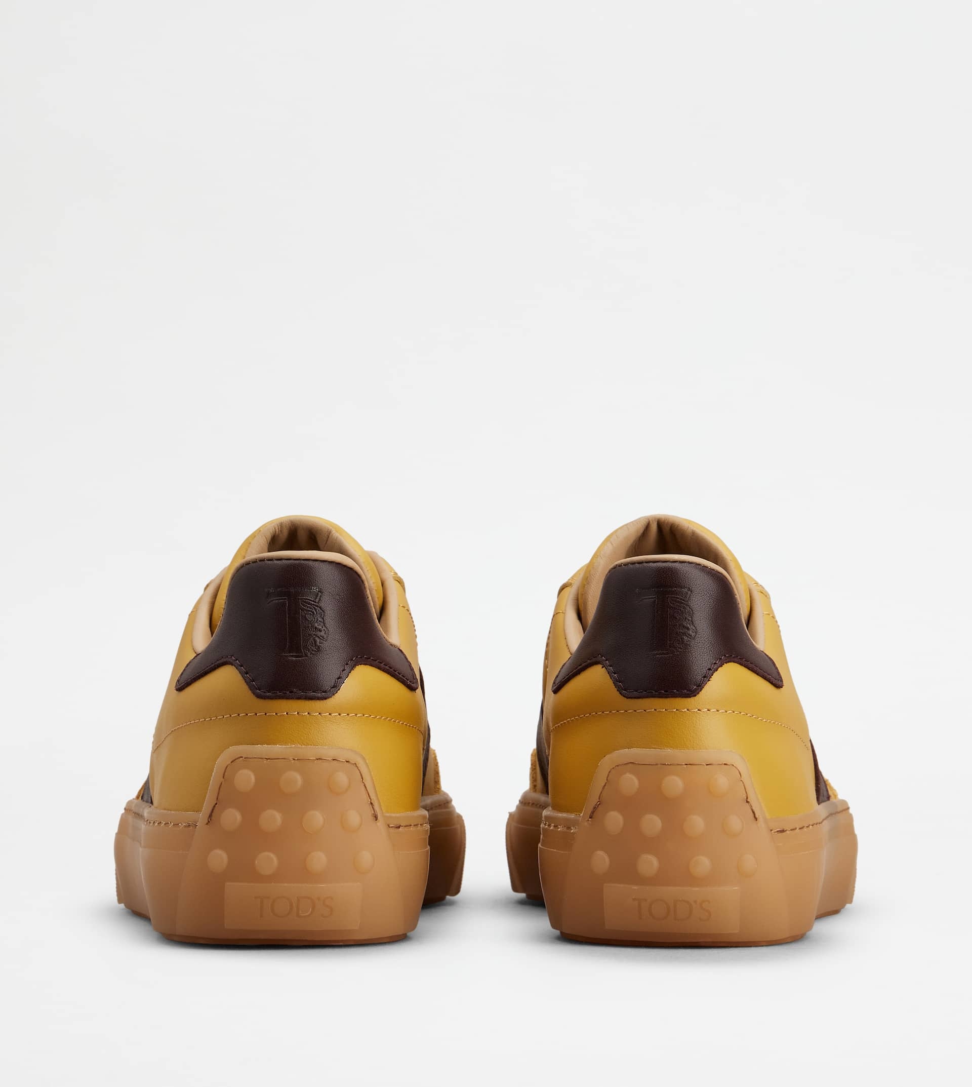 SNEAKERS IN LEATHER - YELLOW, BROWN - 2