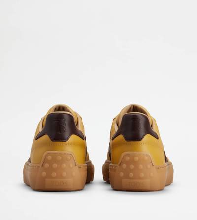 Tod's SNEAKERS IN LEATHER - YELLOW, BROWN outlook