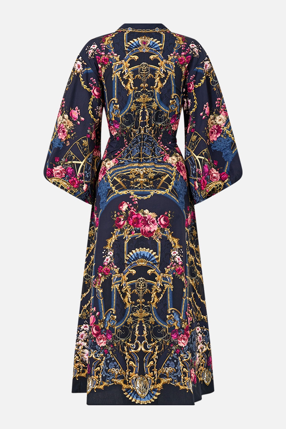 WAIST TIE SHIRT DRESS WITH BUBBLE SLEEVE - 8