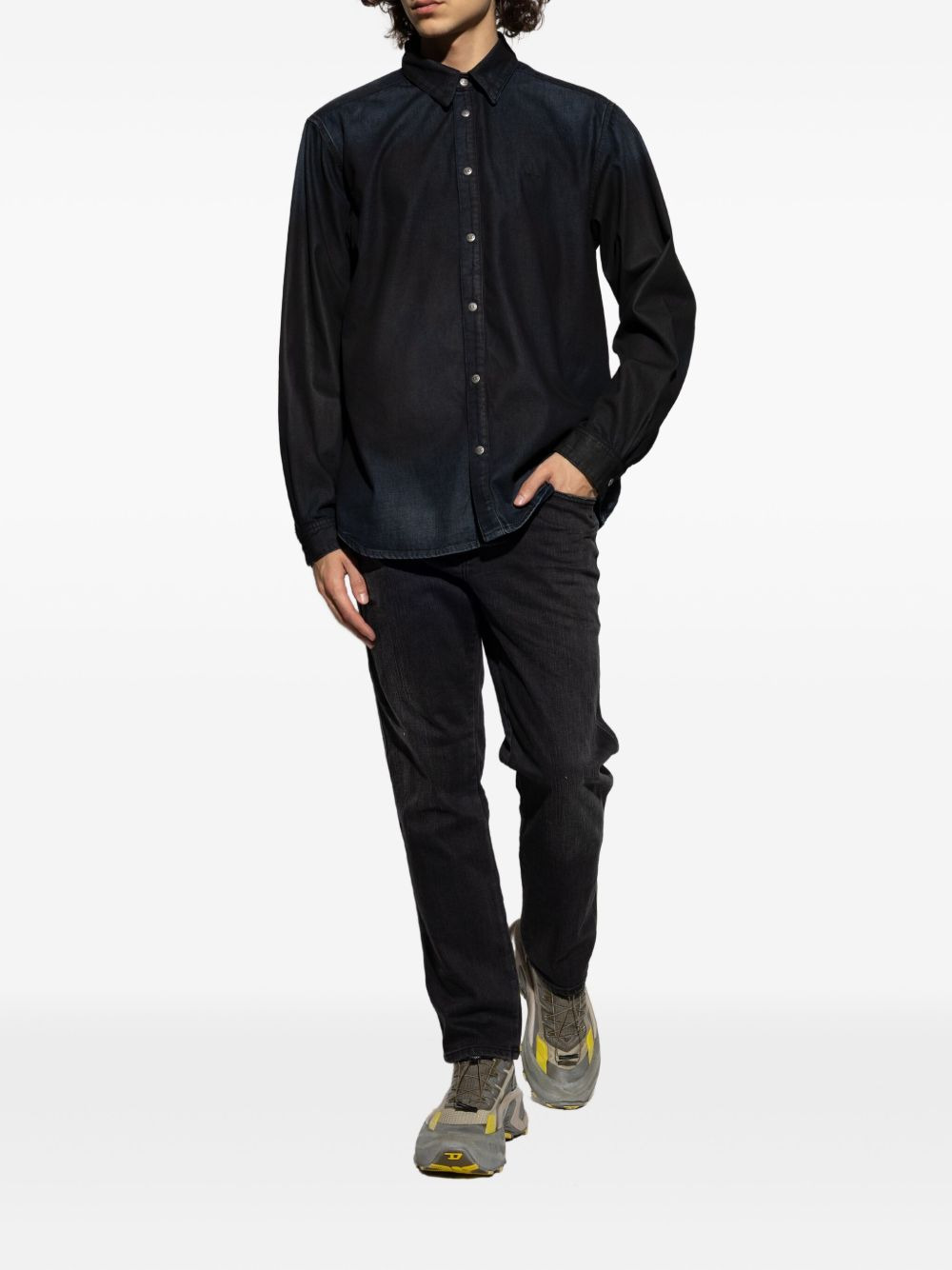 logo-button denim shirt - 2