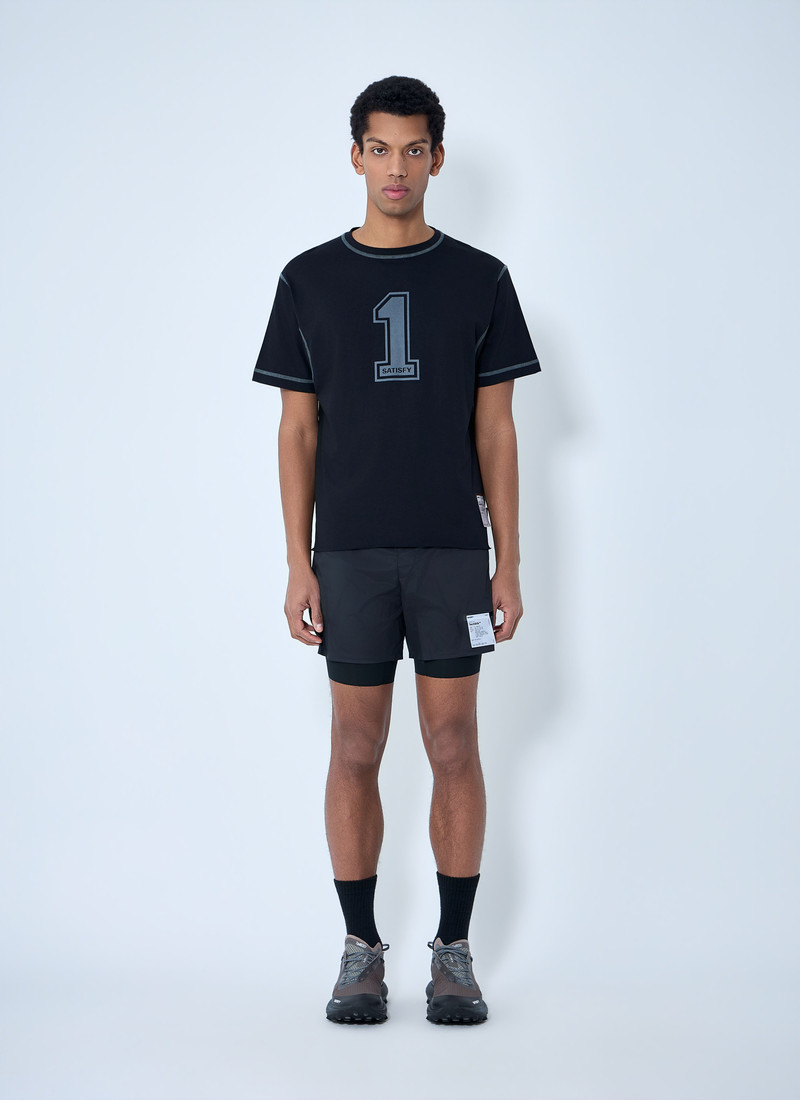 SATISFY Logo Motif Cotton Jersey T-Shirt outlook