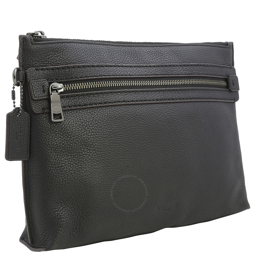 Coach Men's Black Pebbled Leather Academy Pouch - 3