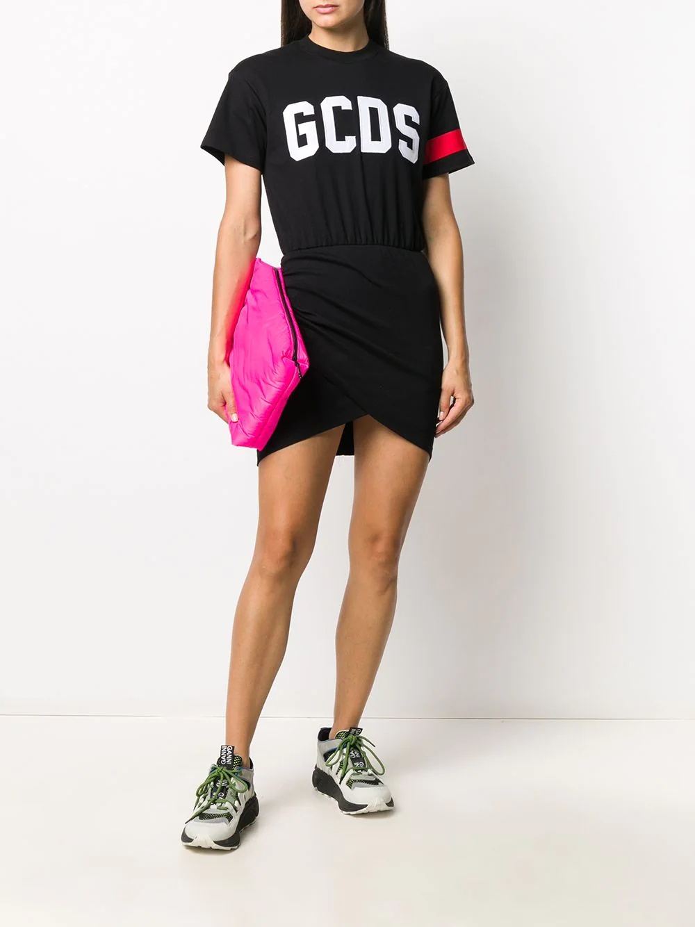 ruched logo T-shirt dress - 2