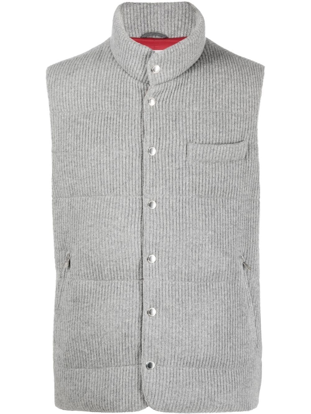 ribbed button-up gilet - 1