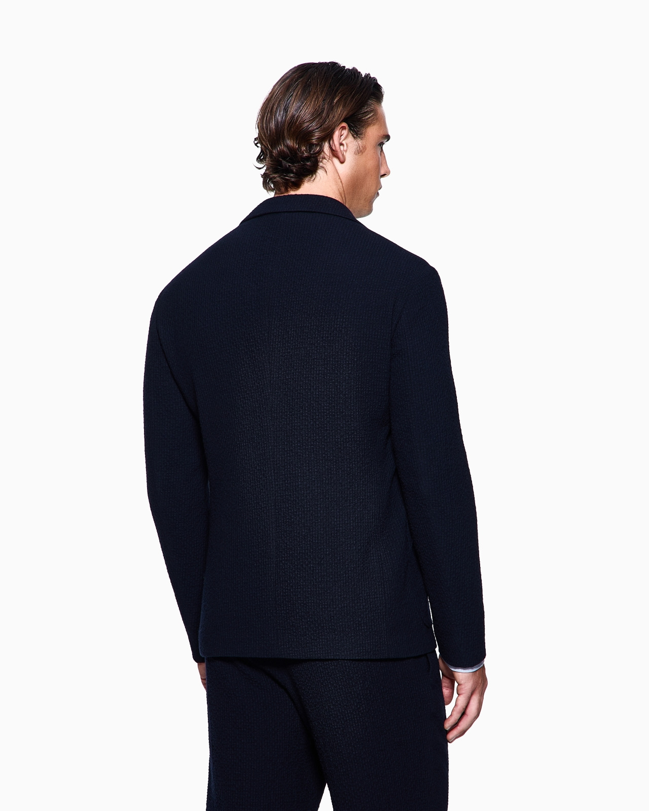 SINGLE-BREASTED JACKET IN STRETCH WOOL SEERSUCKER - 3