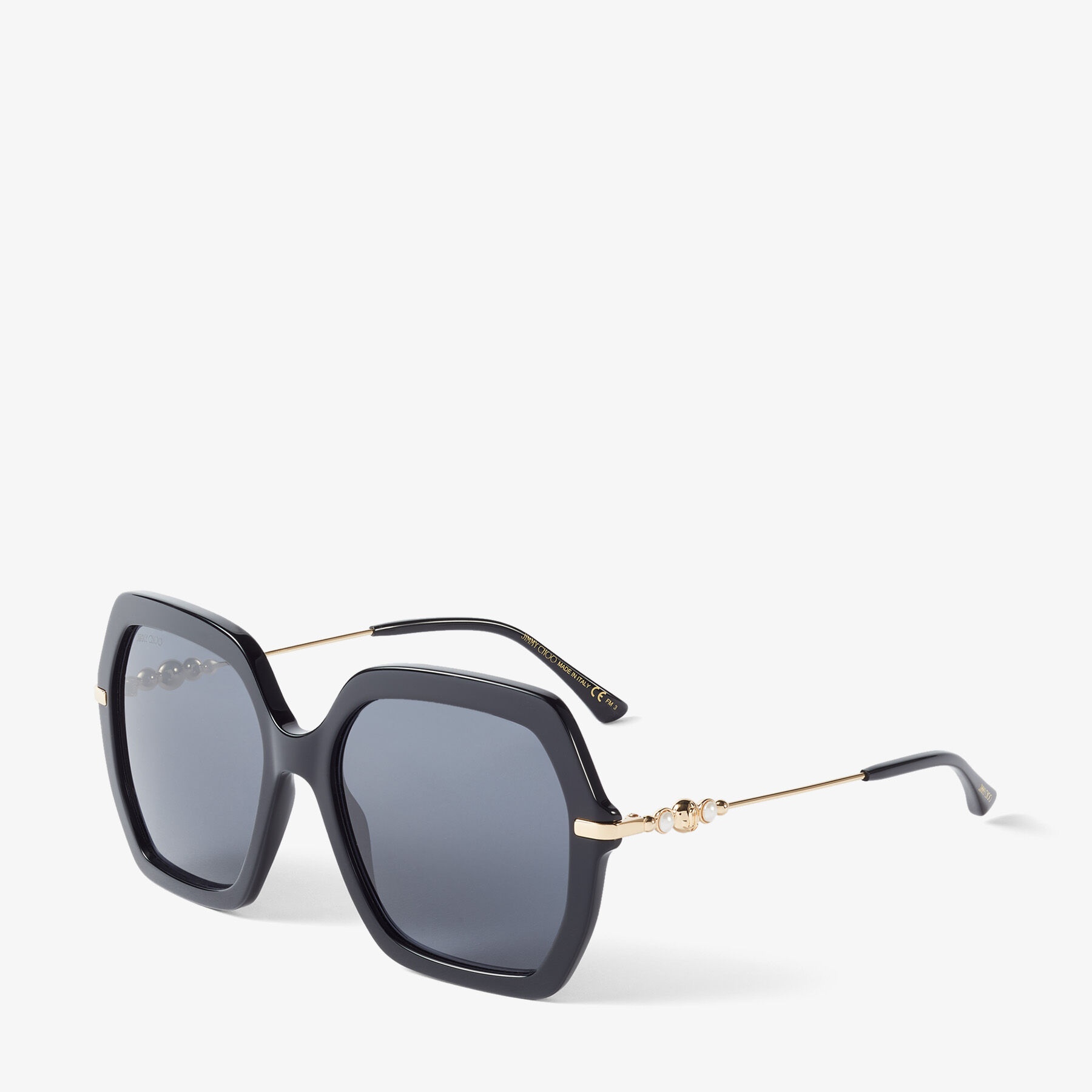 Esther
Black Square-Frame Sunglasses with Pearls - 3