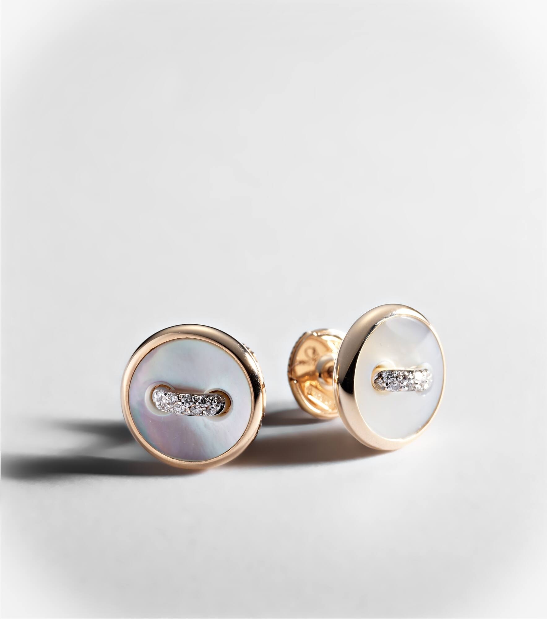 Pom Pom Dot 18kt rose gold earrings with mother of pearl and diamonds - 5