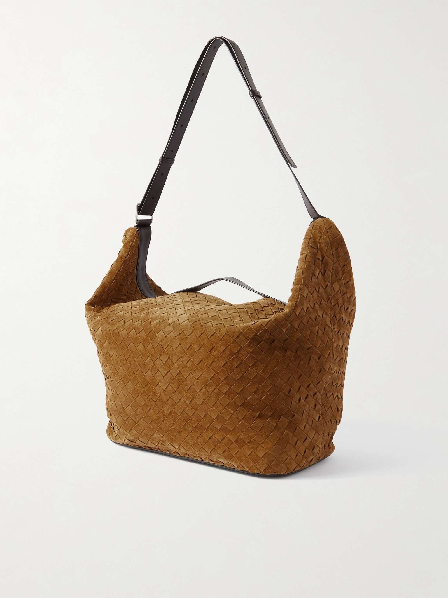 Leather-Trimmed Intrecciato Suede Weekend Bag - 4