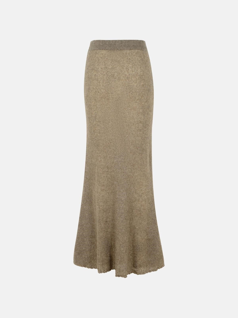 LISA YANG 'KELSY' LONG SKIRT IN BROWN SILK BLEND outlook
